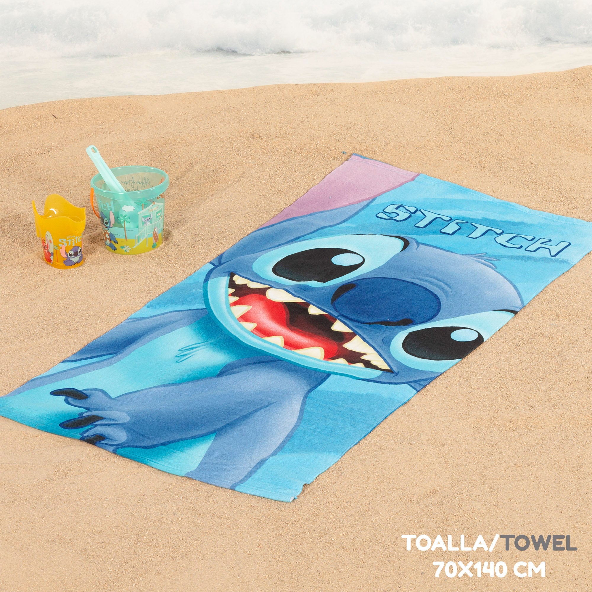 Conjunto de praia Stitch com toalha, acessórios e saco