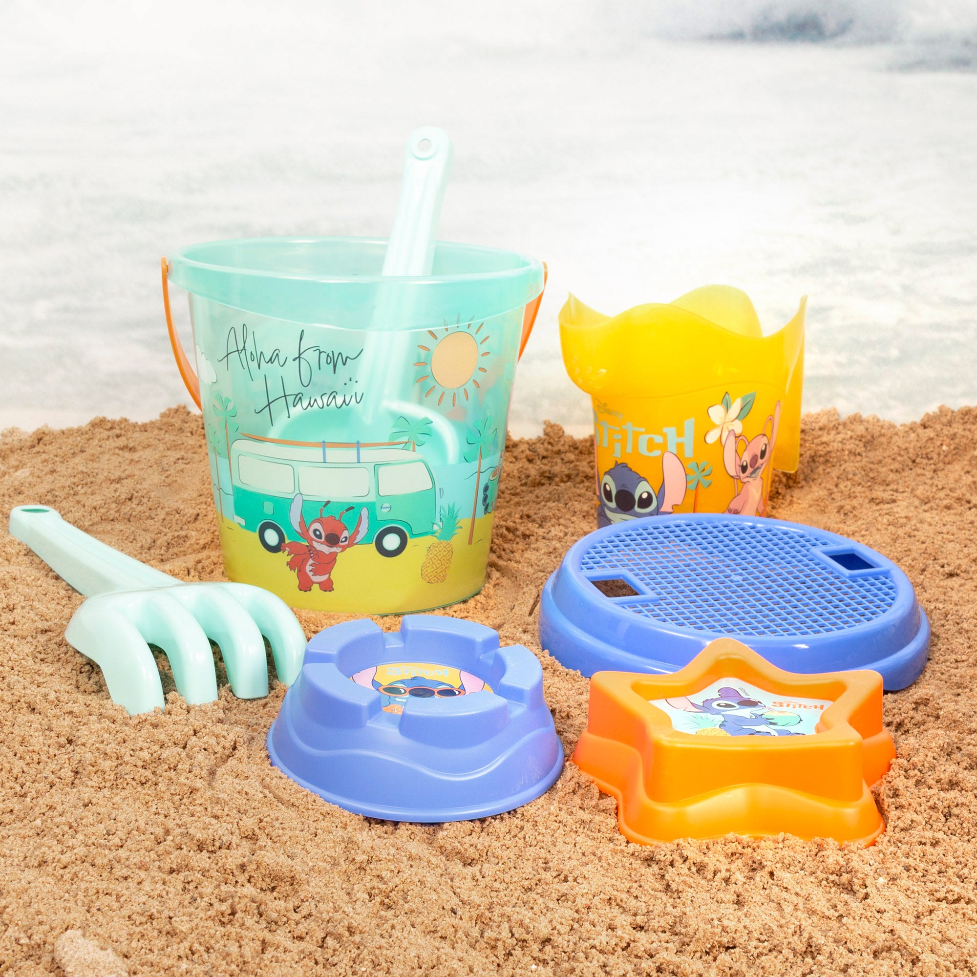 Conjunto de praia Stitch com toalha, acessórios e saco