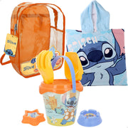 Stitch Conjunto de balde de praia com poncho, acessórios e mochila