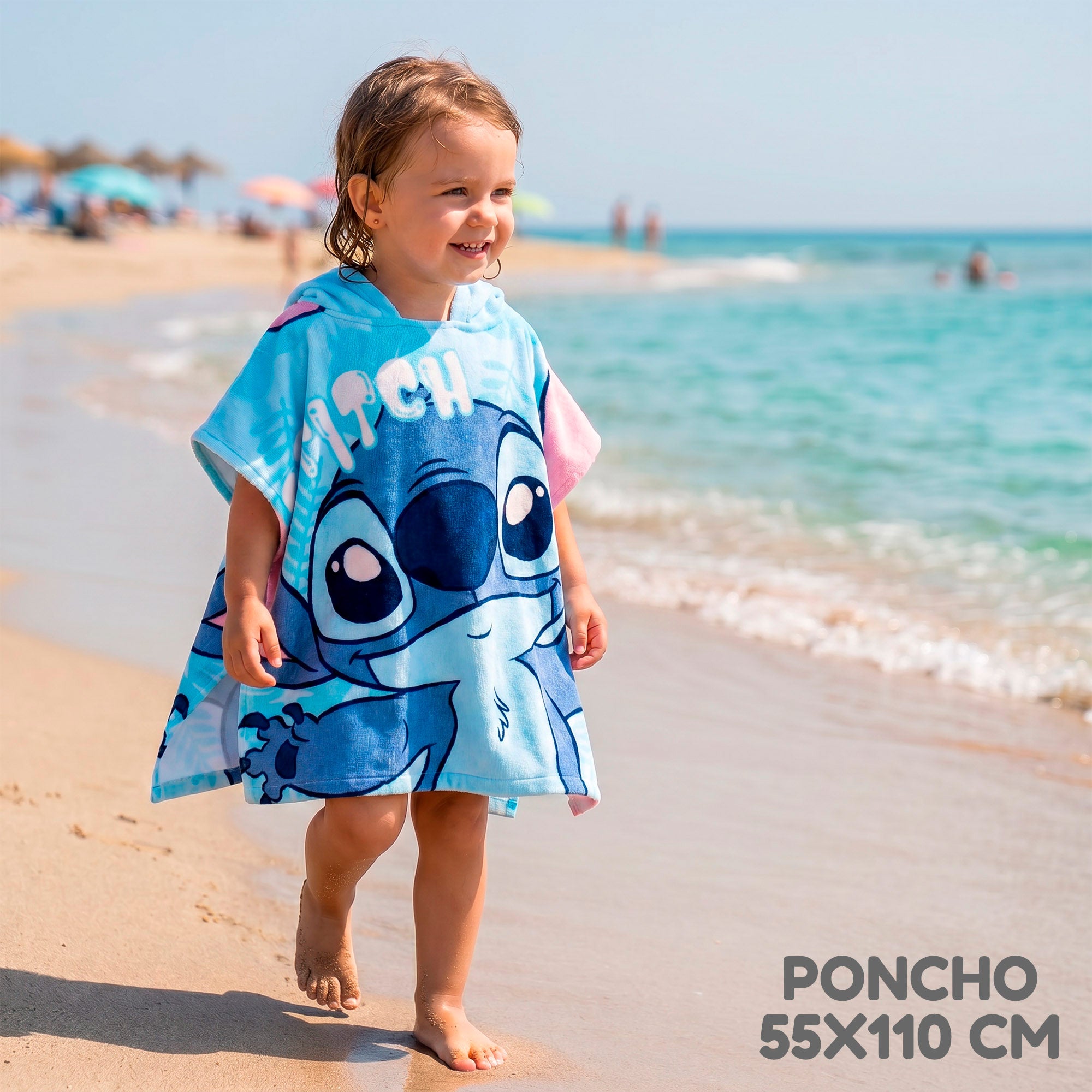 Stitch Conjunto de balde de praia com poncho, acessórios e mochila
