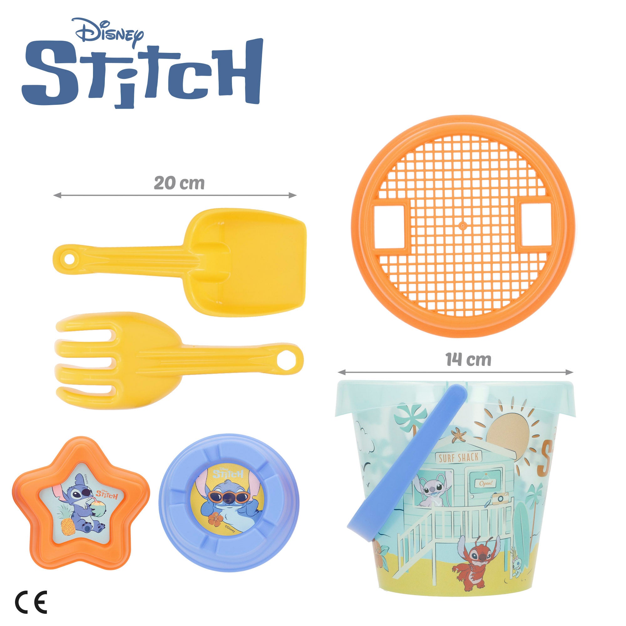Stitch Conjunto de balde de praia com poncho, acessórios e mochila