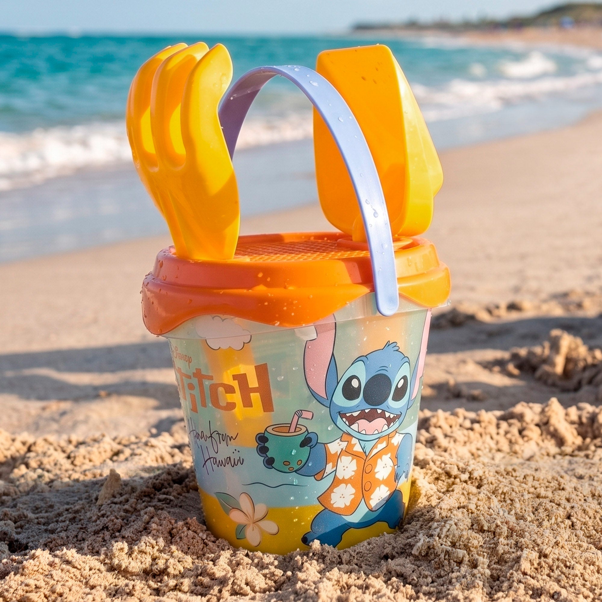 Stitch Conjunto de balde de praia com poncho, acessórios e mochila