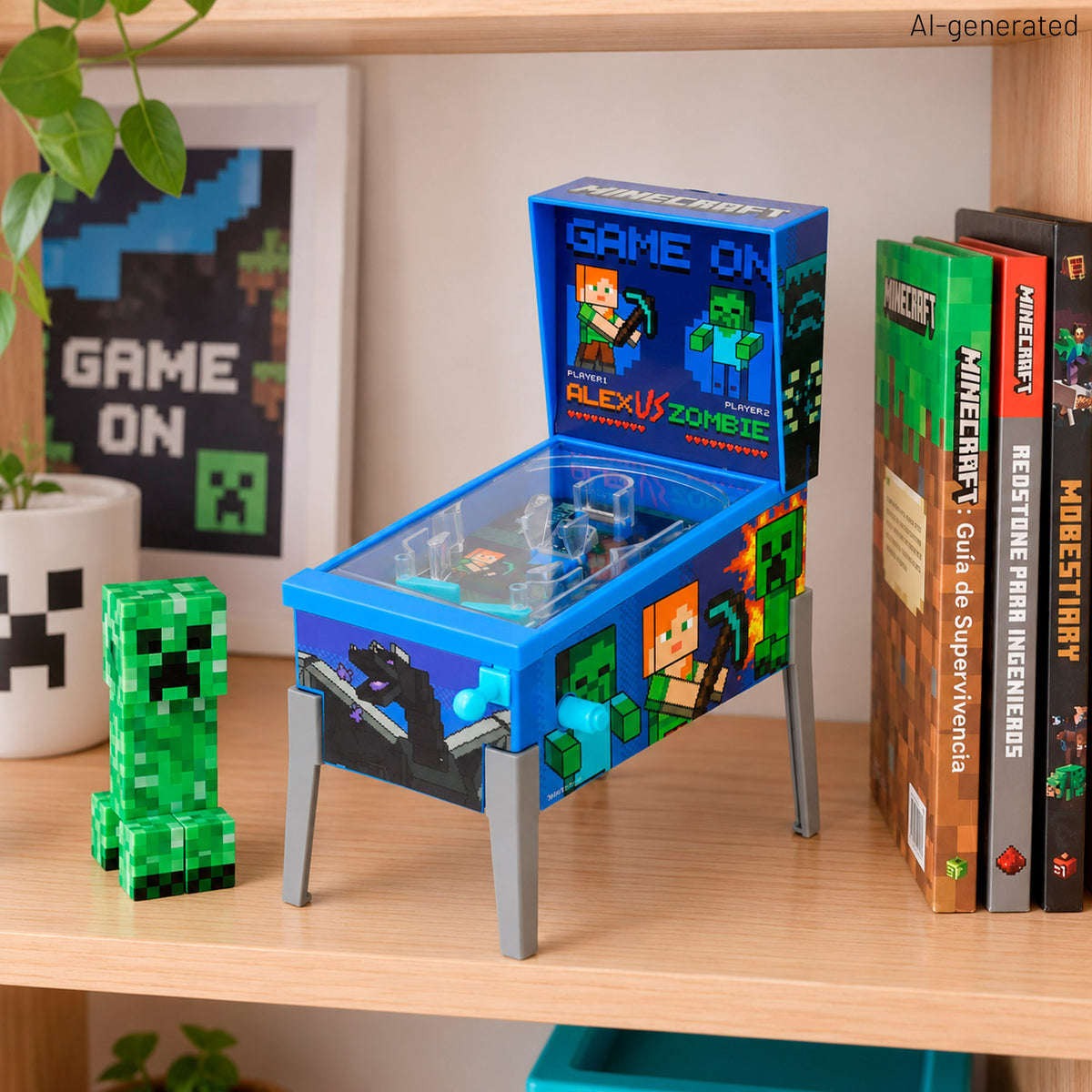 Arcada de pinball mini Minecraft + 3 anos