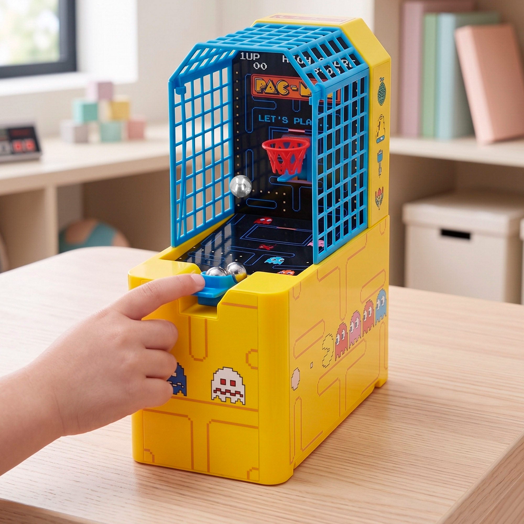 Pac-Man Jogo basquetebol arcade de mesa + 3 anos