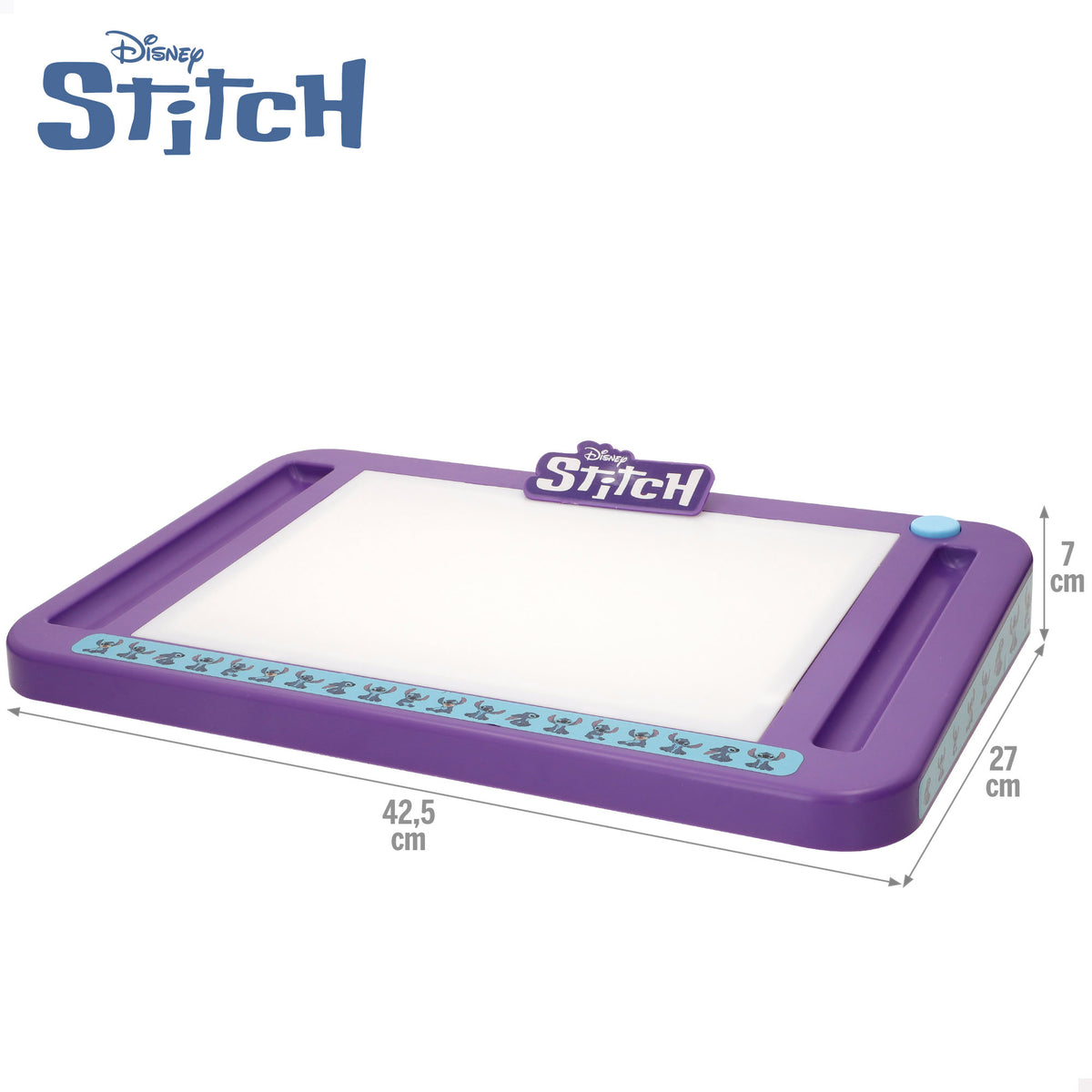 Stitch Lousa de desenho luminosa com moldes, lápis de cor e autocolantes