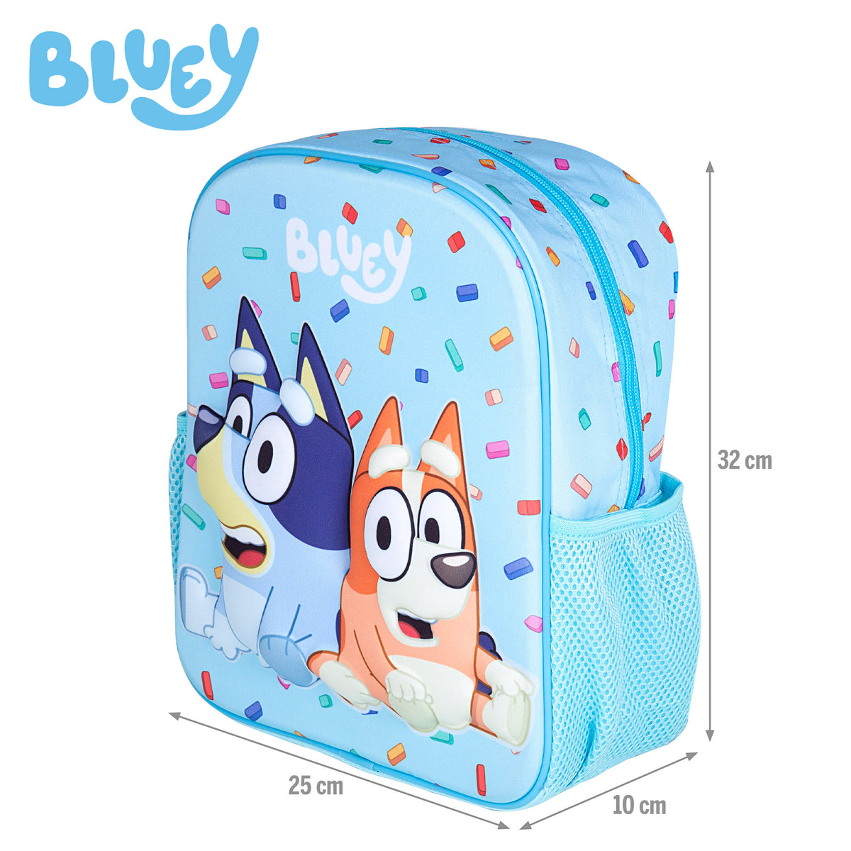 Mochila pré-escolar 3D Bluey + 3 anos