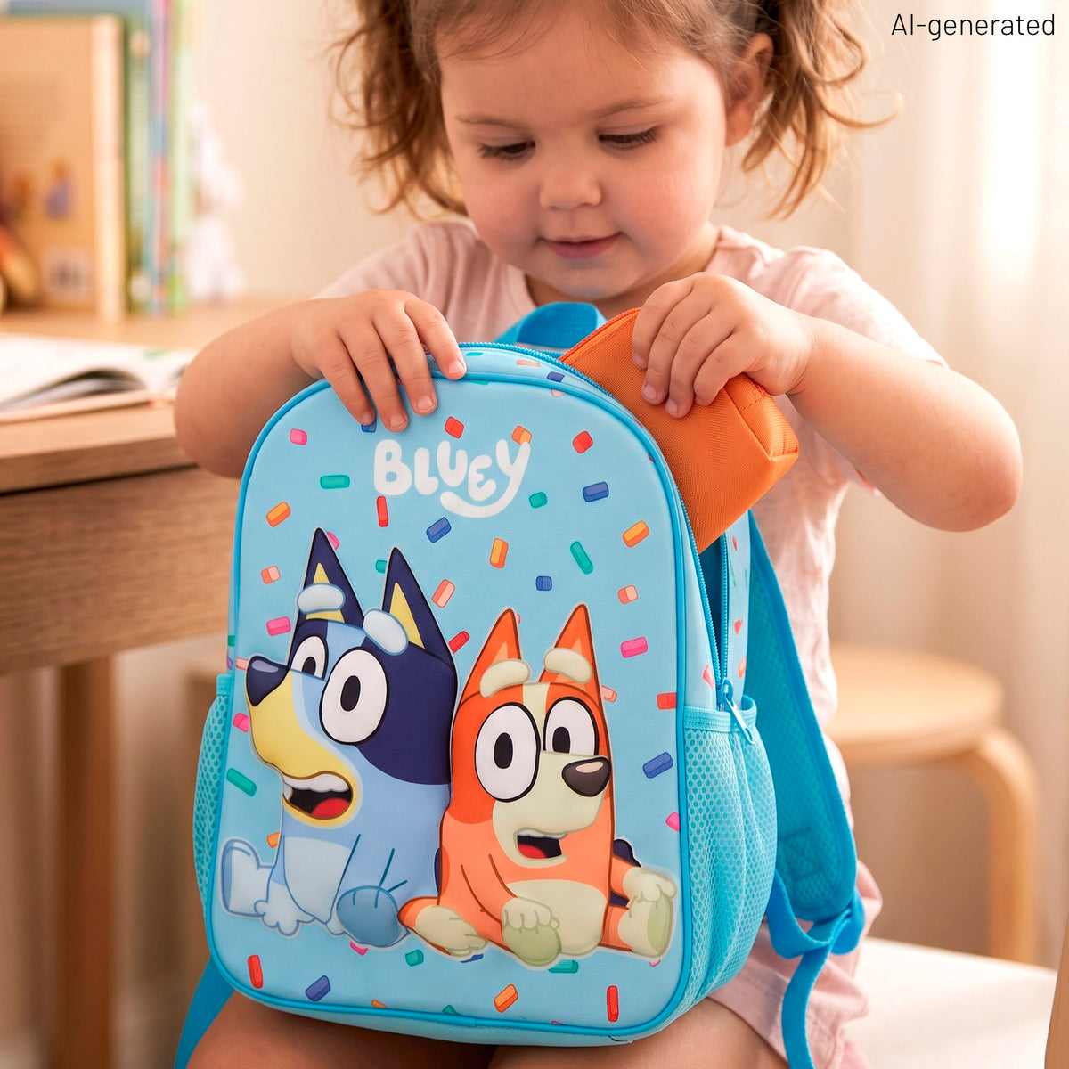 Mochila pré-escolar 3D Bluey + 3 anos