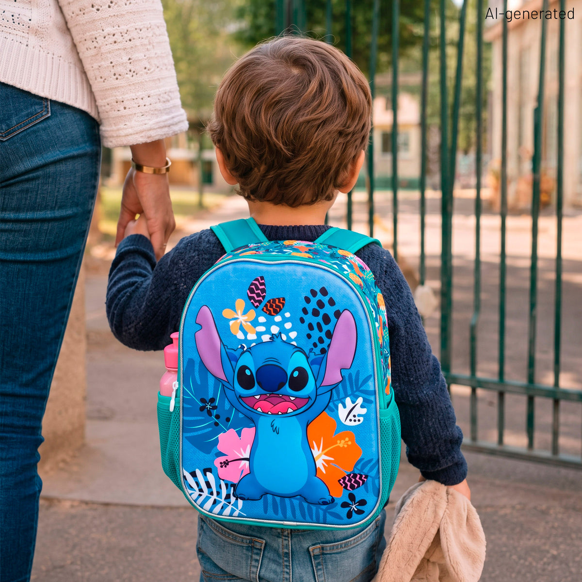 Mochila pré-escolar 3D Stitch + 3 anos