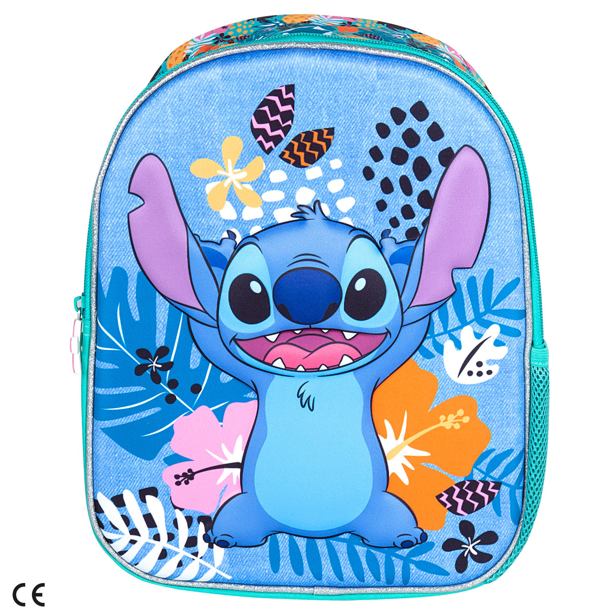 Mochila pré-escolar 3D Stitch + 3 anos