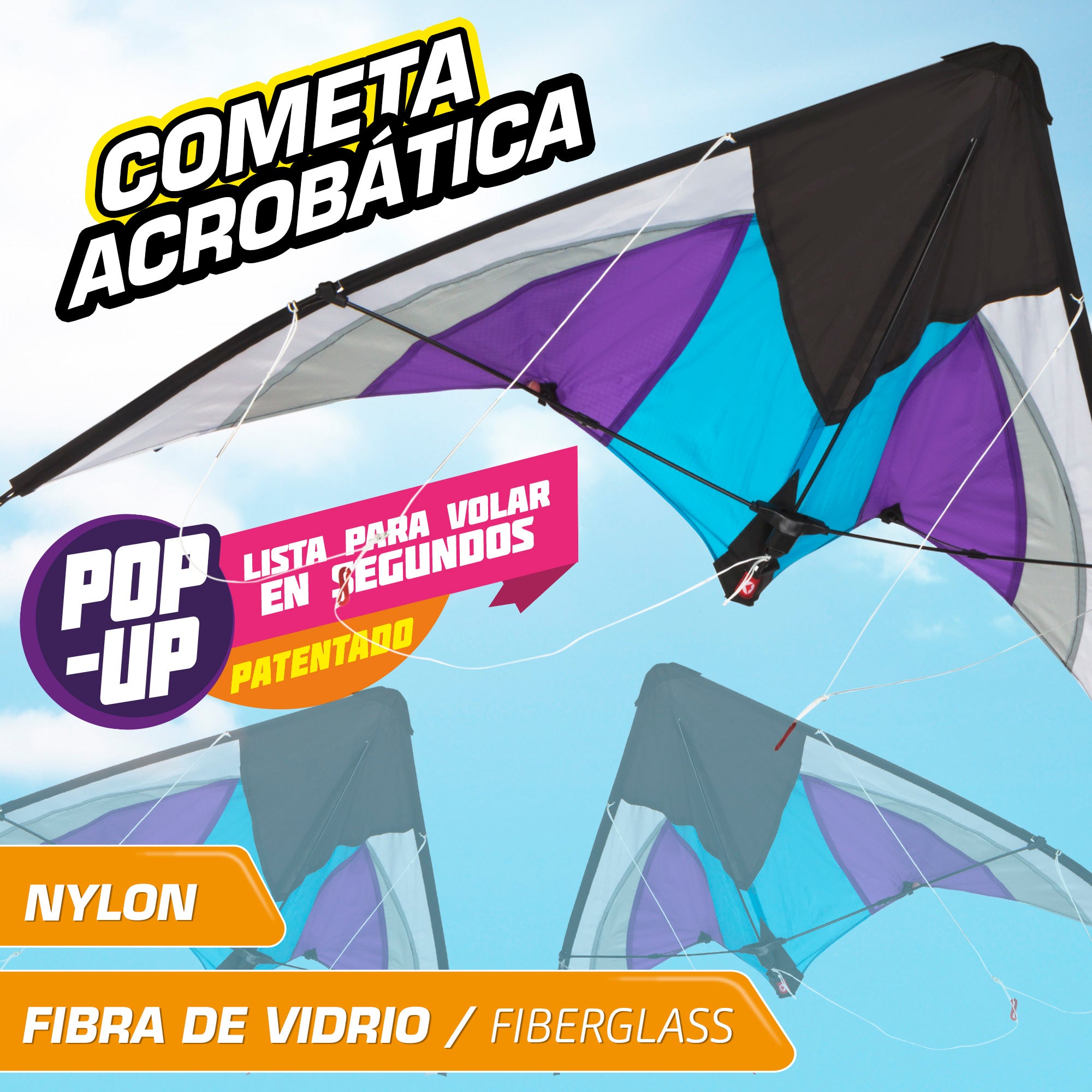 Pipa acrobática pop-up roxa e branca CB Toys