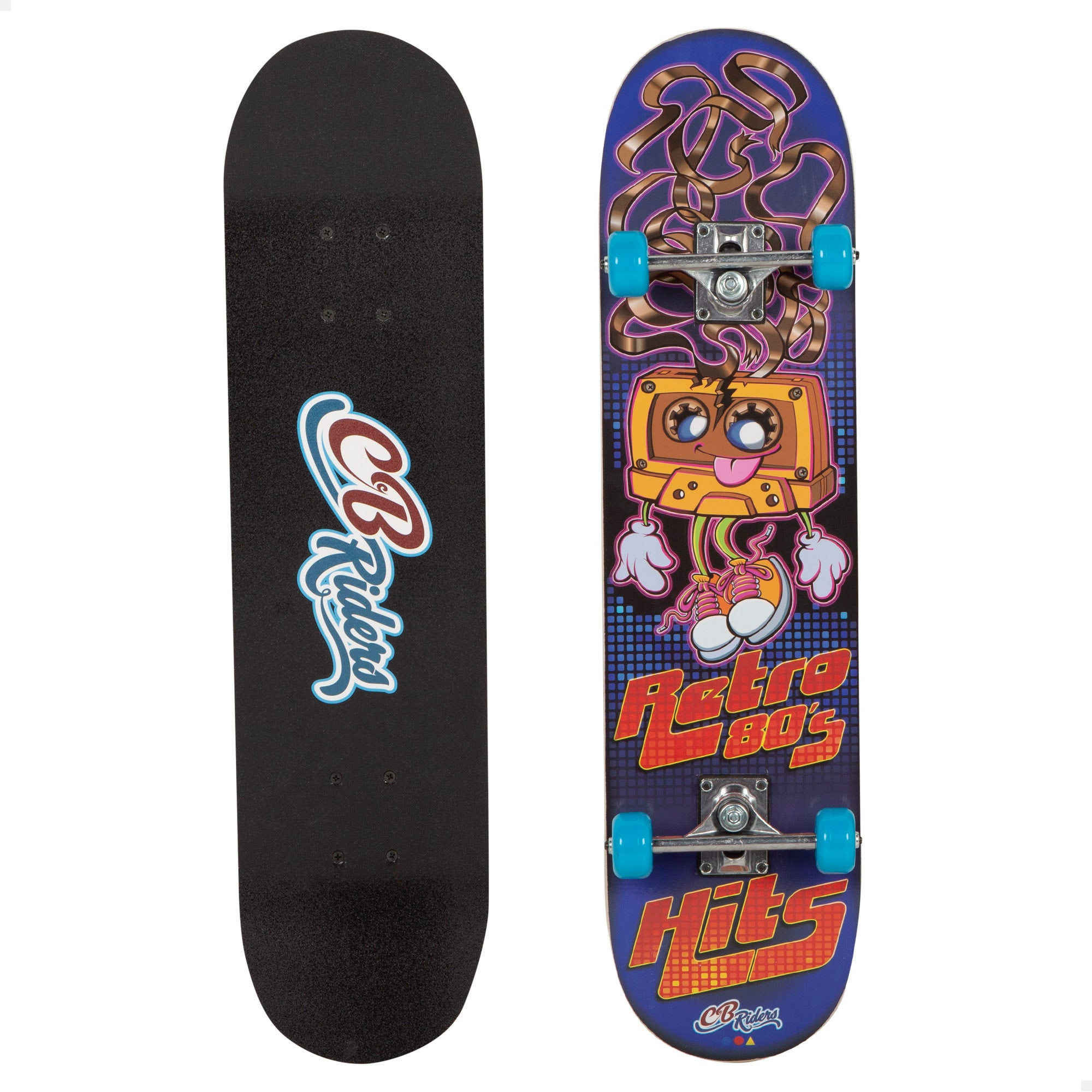 Skate de madeira CB Riders Retro 80's Hits com eixo de alumínio 79x20 cm