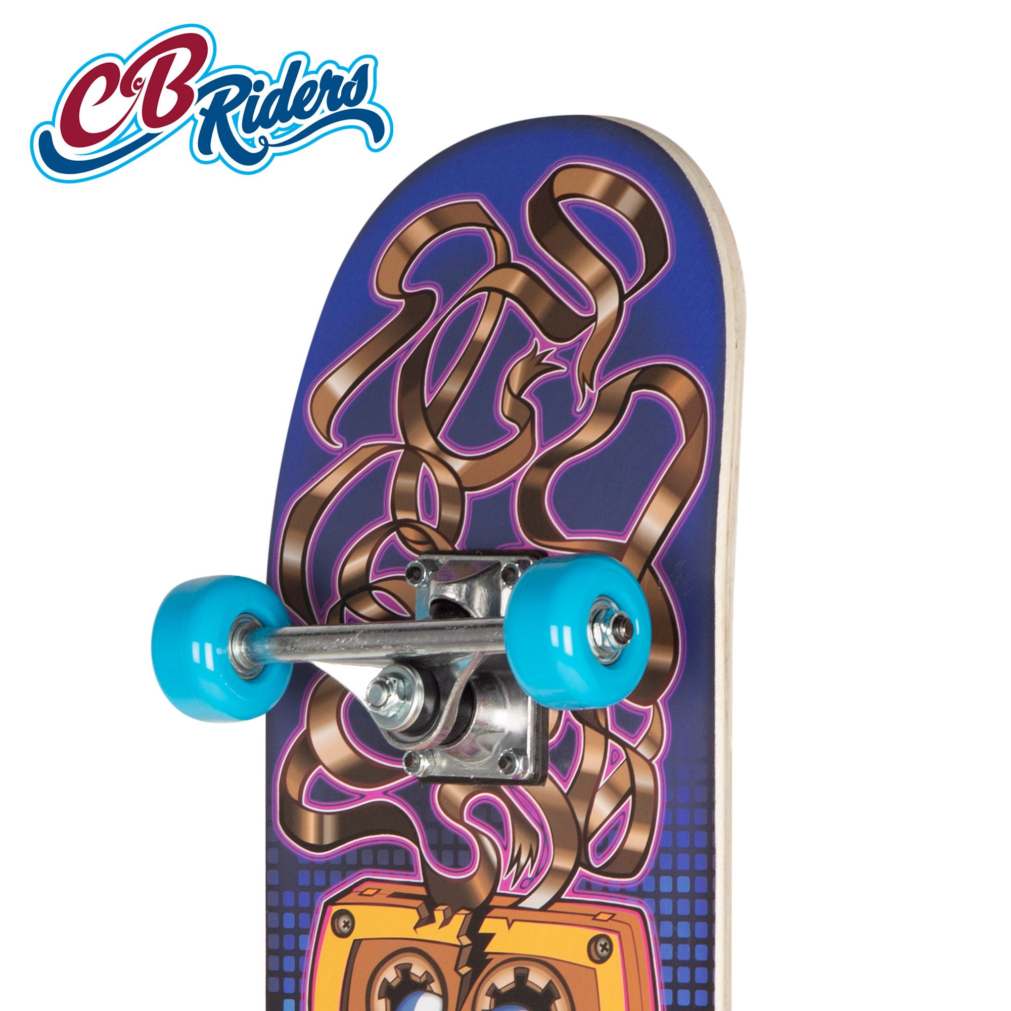 Skate de madeira CB Riders Retro 80's Hits com eixo de alumínio 79x20 cm