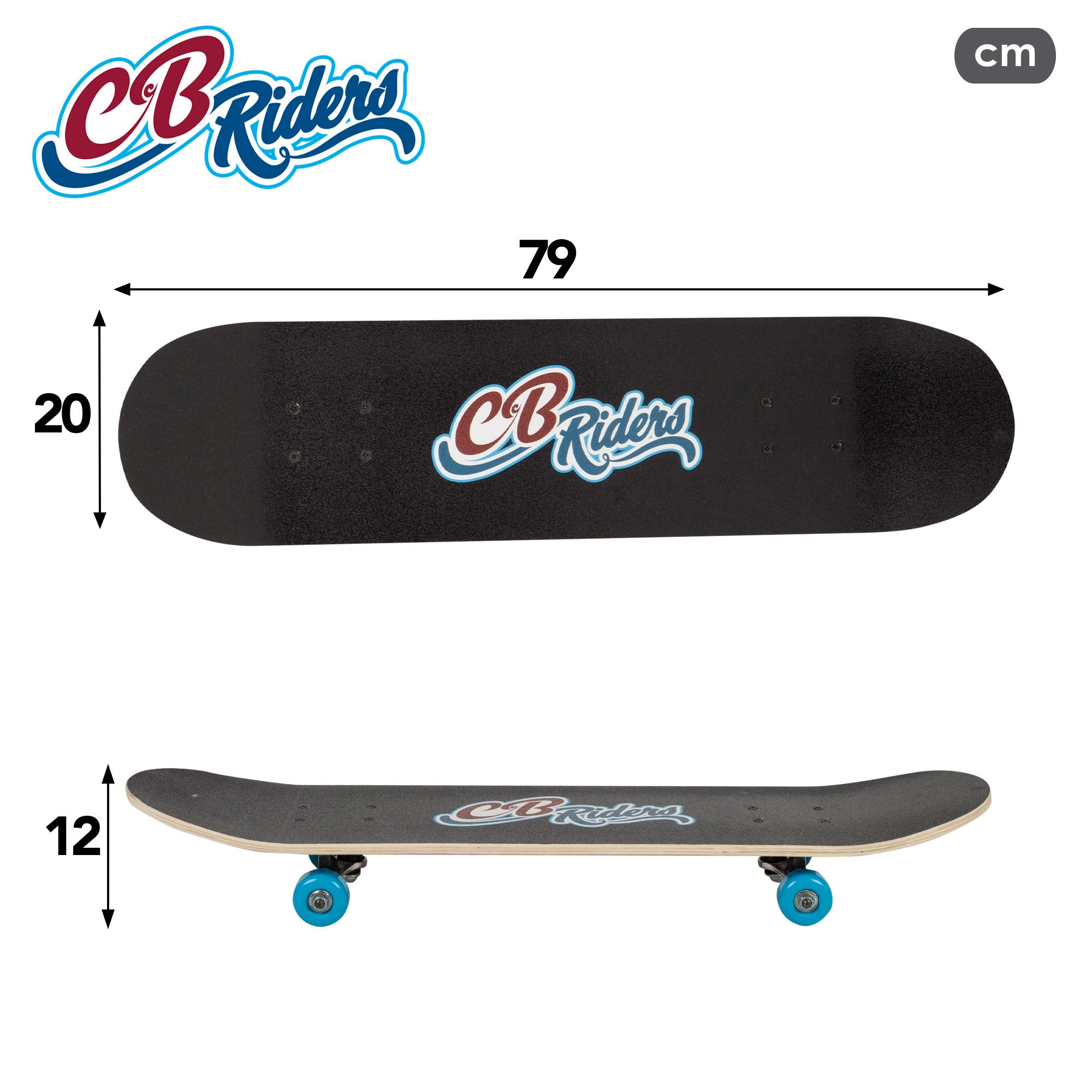Skate de madeira CB Riders Retro 80's Hits com eixo de alumínio 79x20 cm