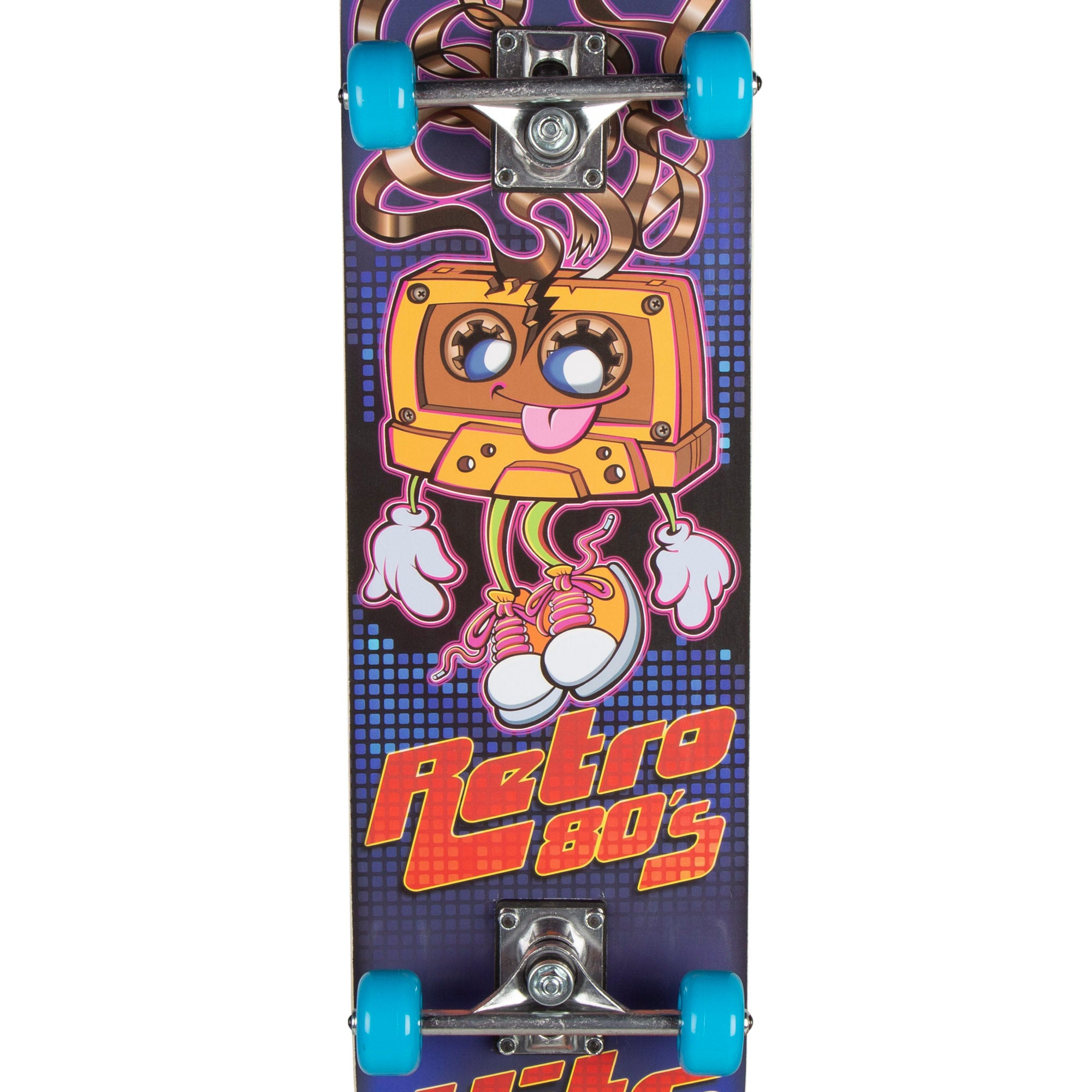 Skate de madeira CB Riders Retro 80's Hits com eixo de alumínio 79x20 cm