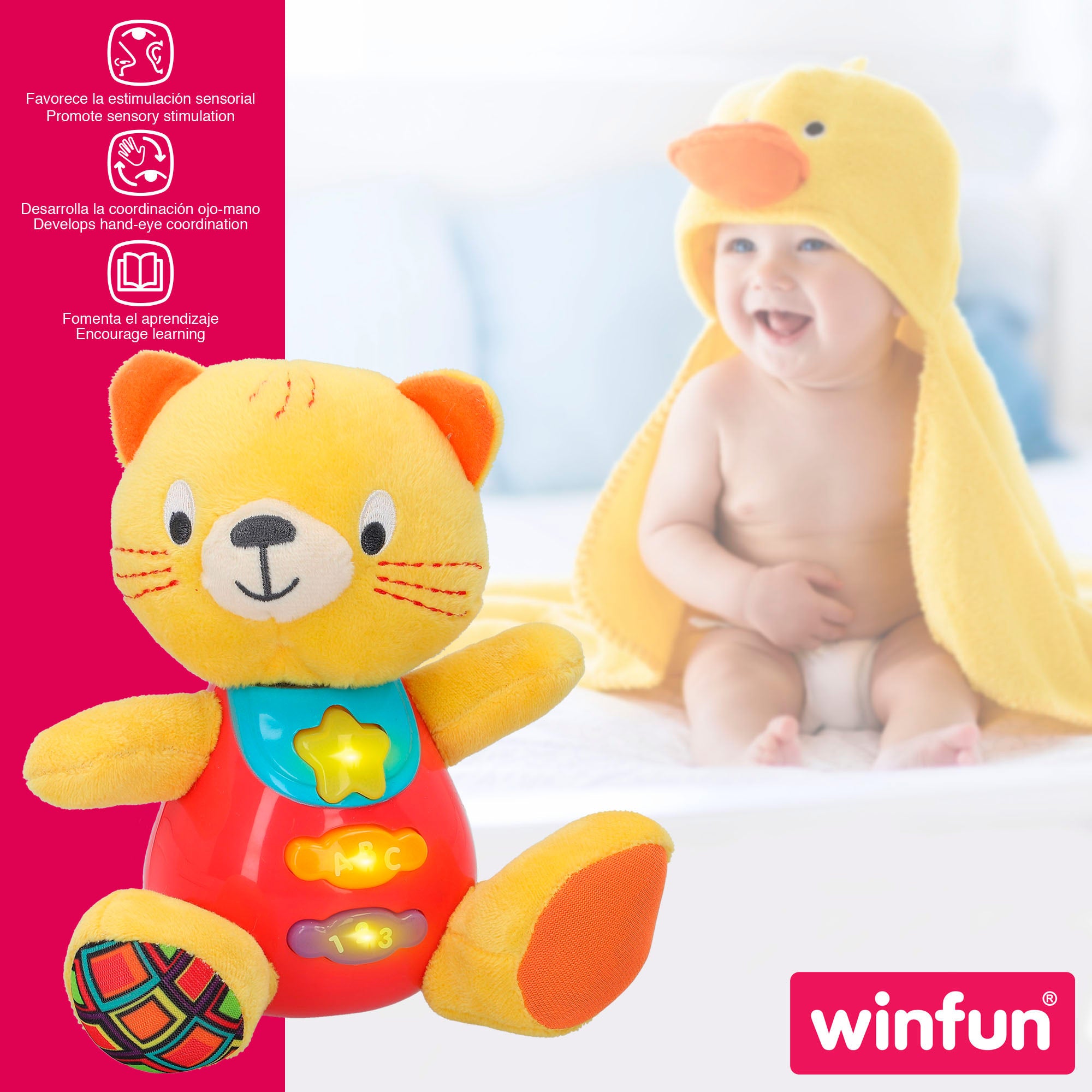 Peluche Gatinho Bebé Winfun com Luzes e Som em Espanhol