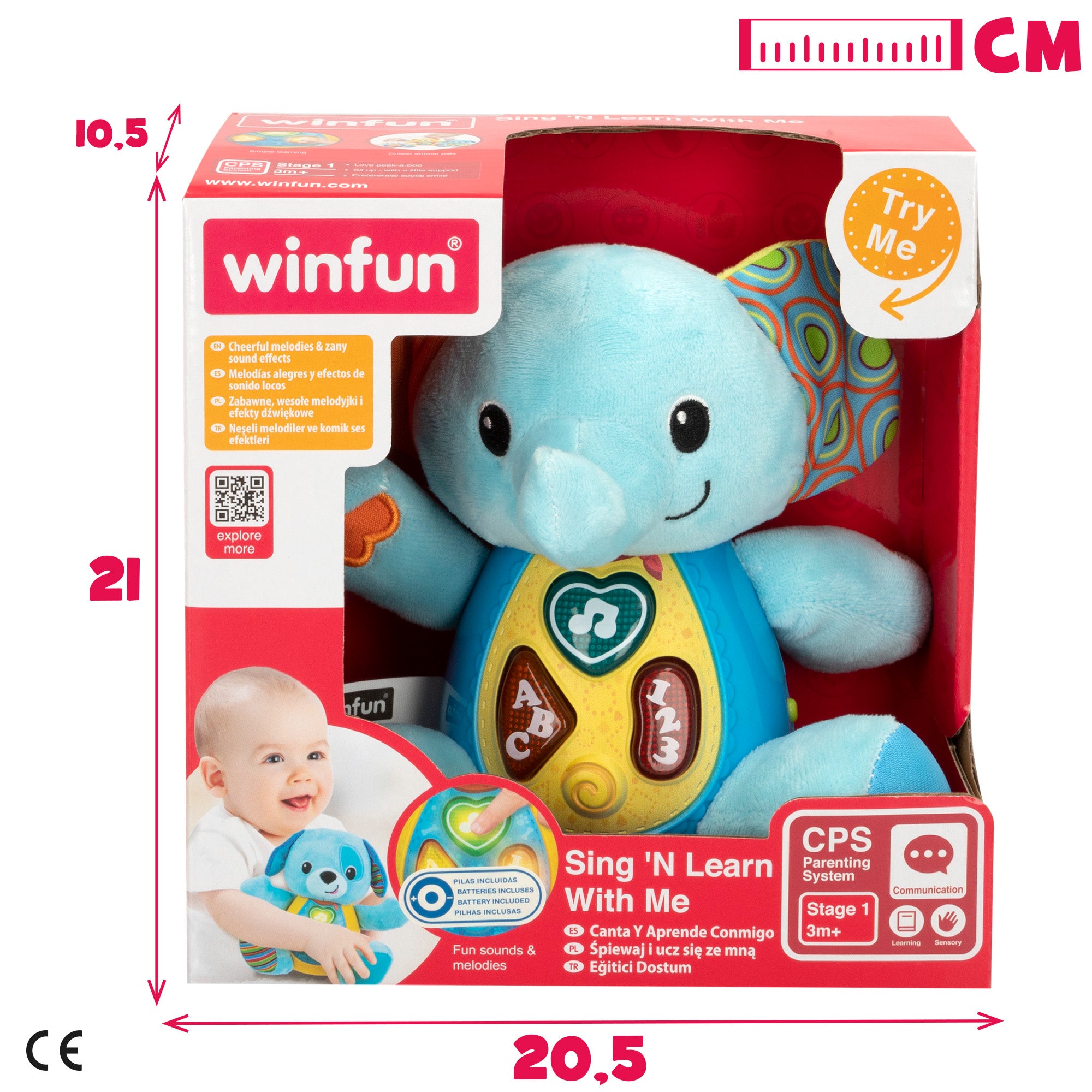 Elefante de peluche falante com luzes da Winfun para bebés
