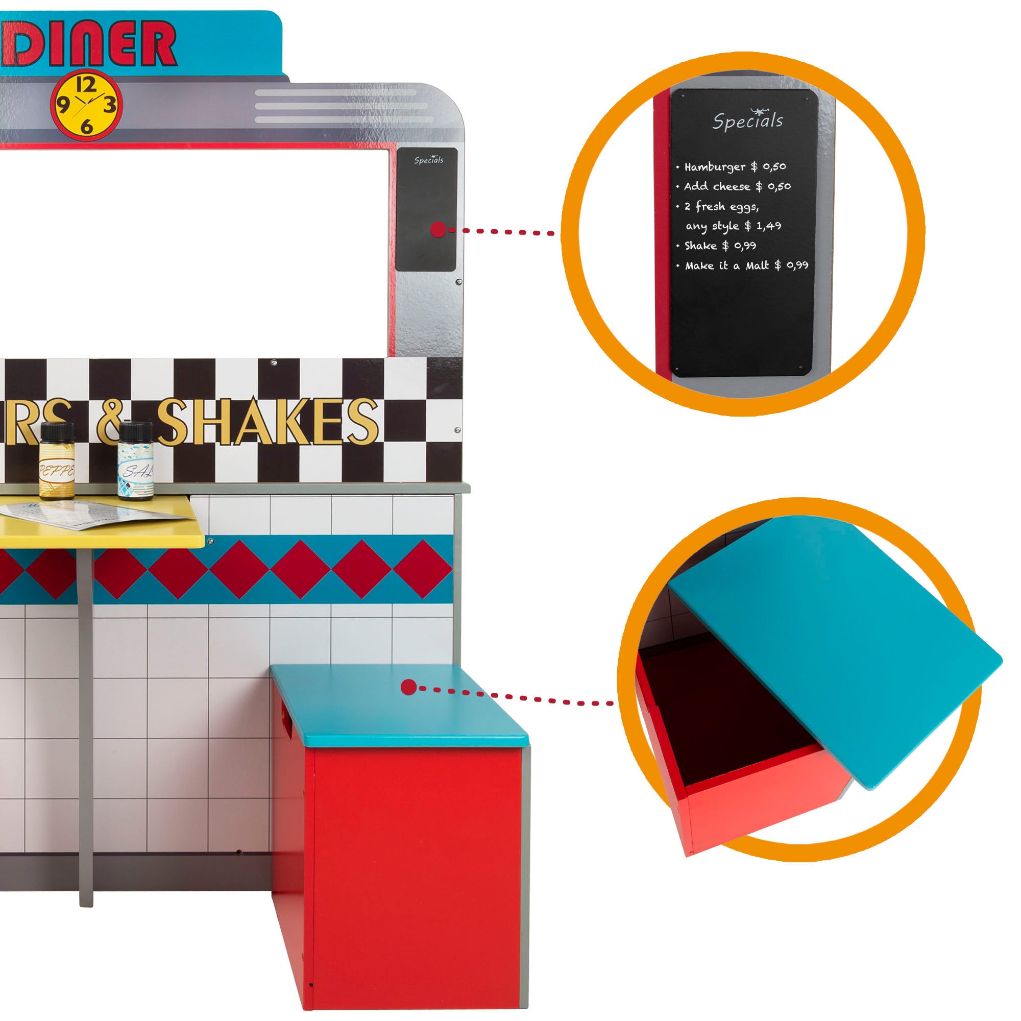 Cozinha de madeira infantil e bar retro WOOMAX