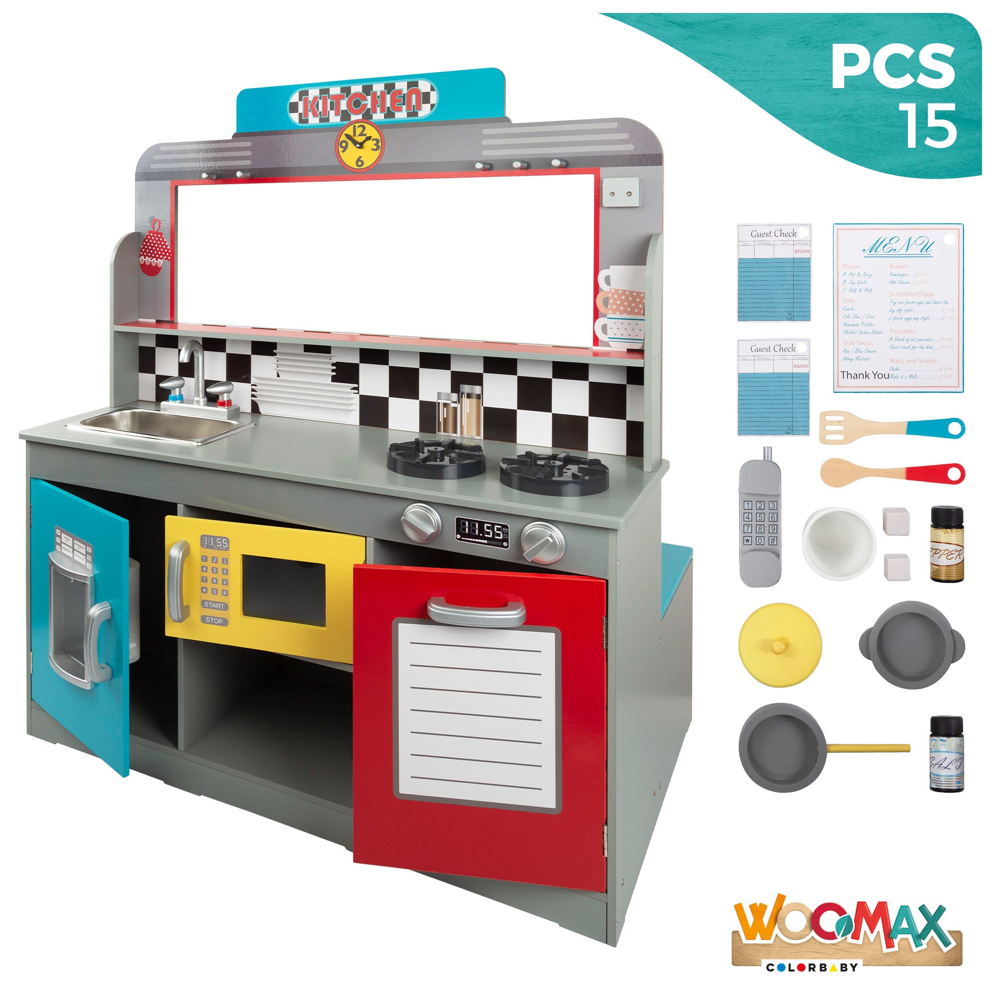 Cozinha de madeira infantil e bar retro WOOMAX