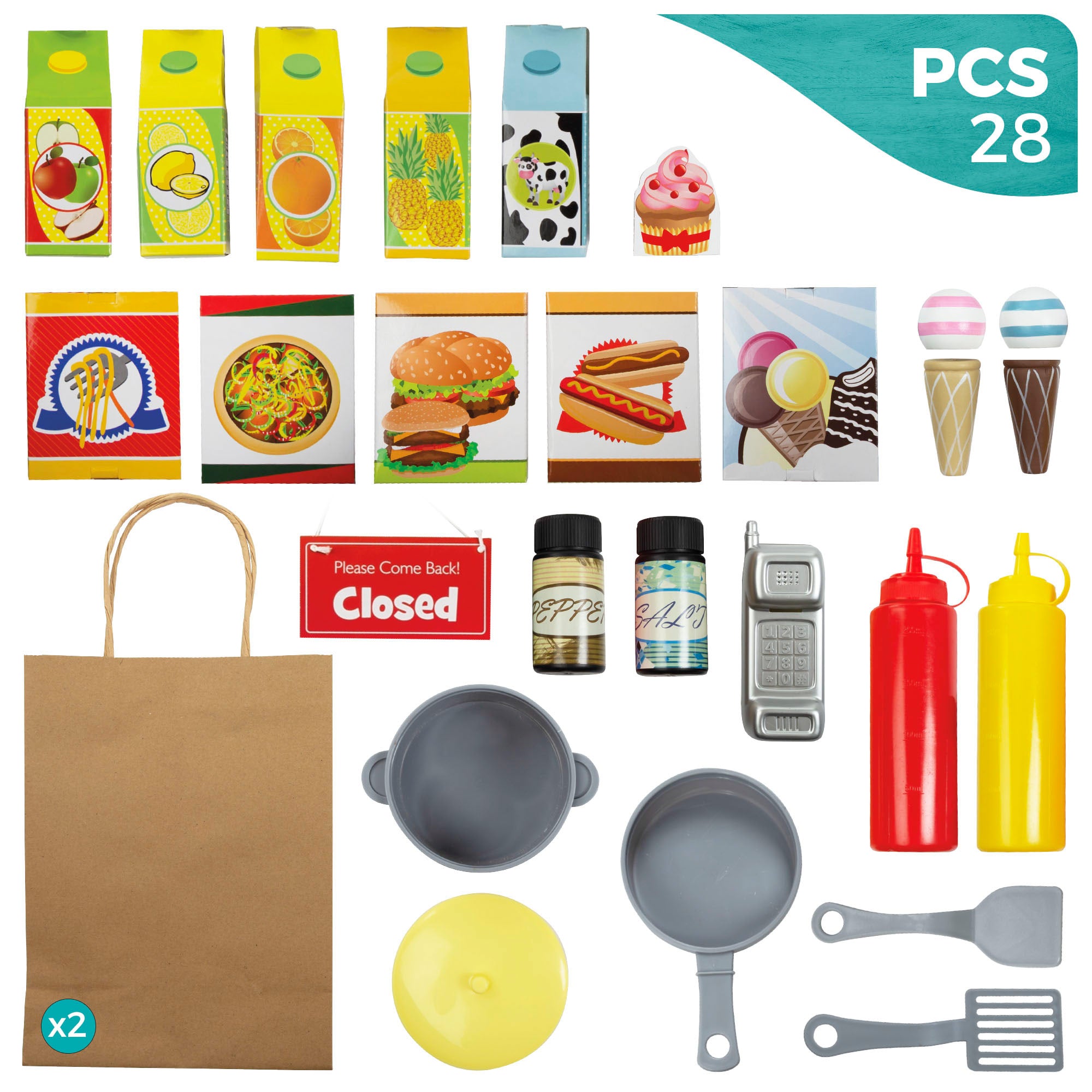 Loja de Gelados WOOMAX com Cozinha de Brinquedo em Madeira 2 em 1