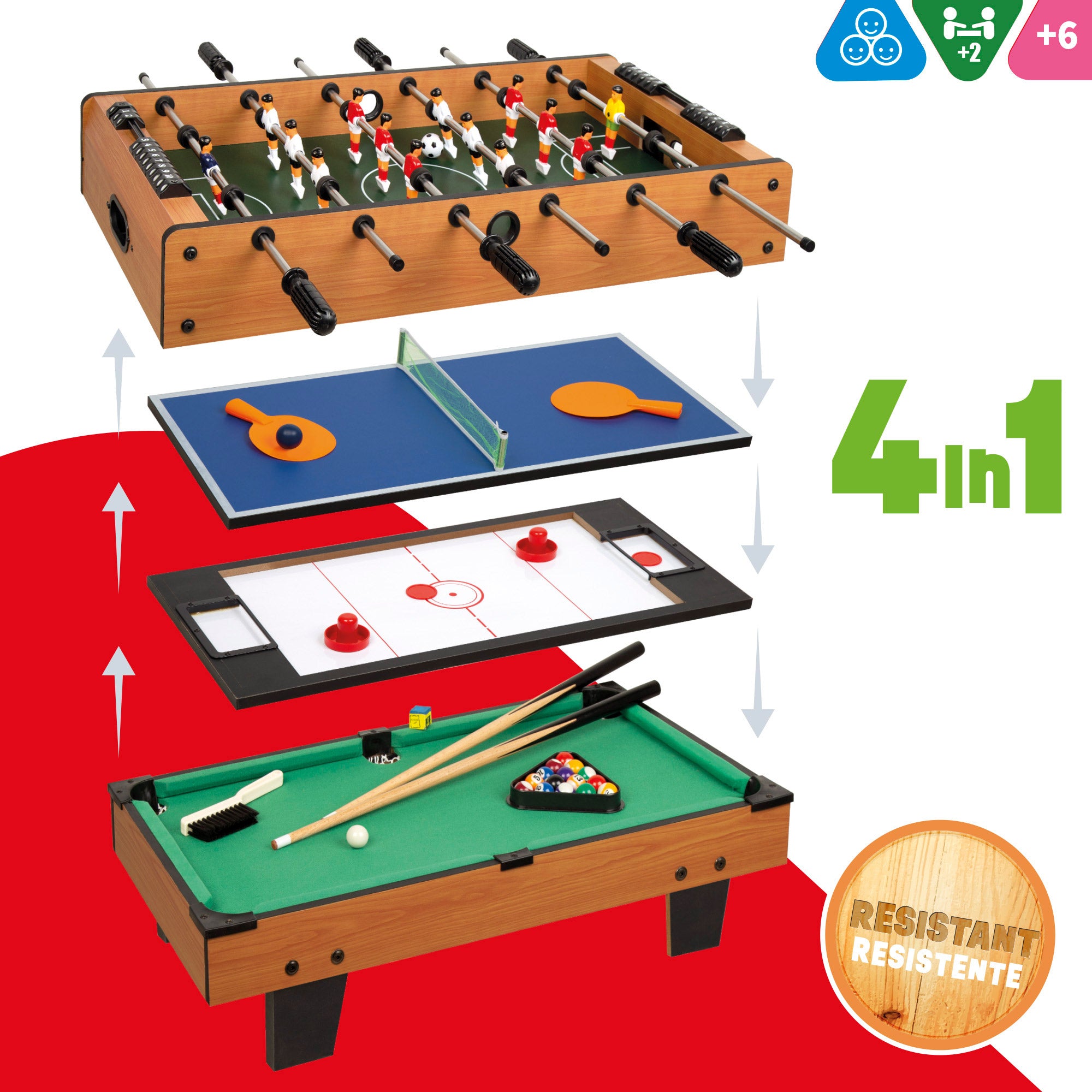 Mesa multijogos 4 em 1 para mesa, 89x42,5x28,5 cm, CB Games