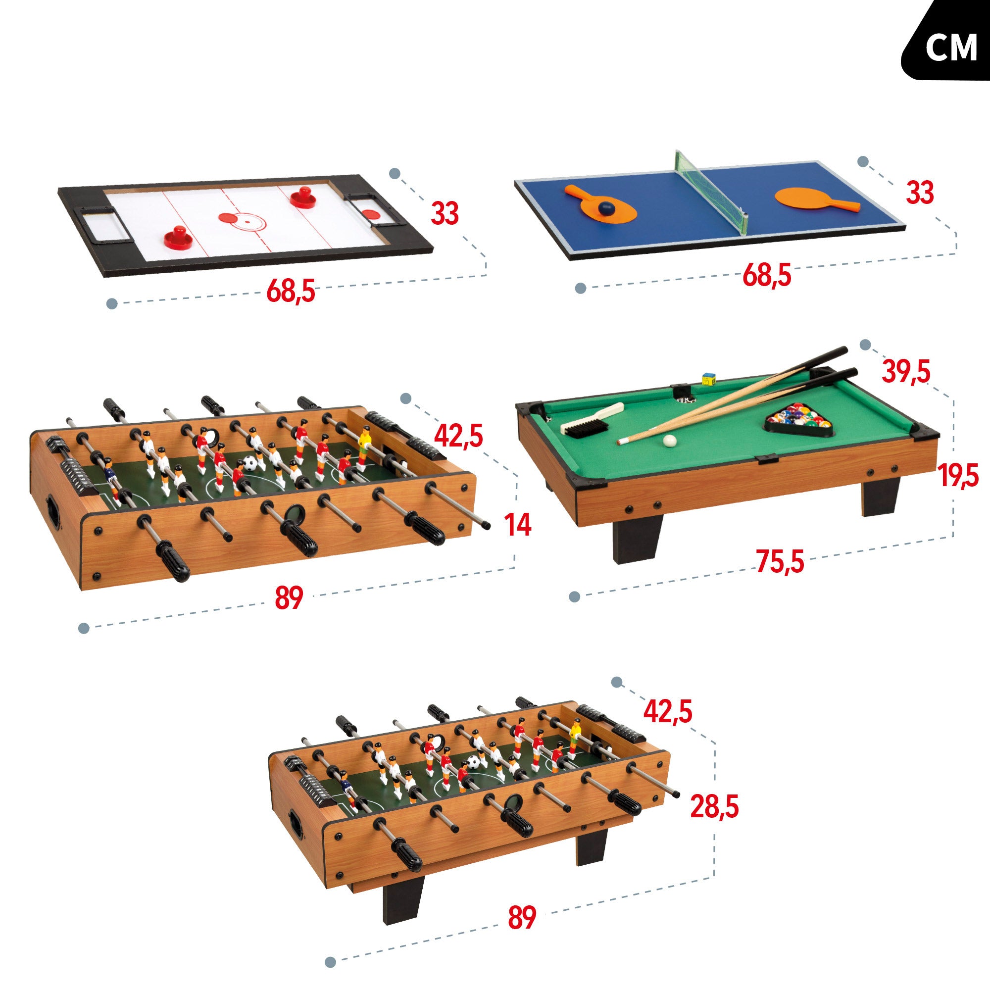 Mesa multijogos 4 em 1 para mesa, 89x42,5x28,5 cm, CB Games