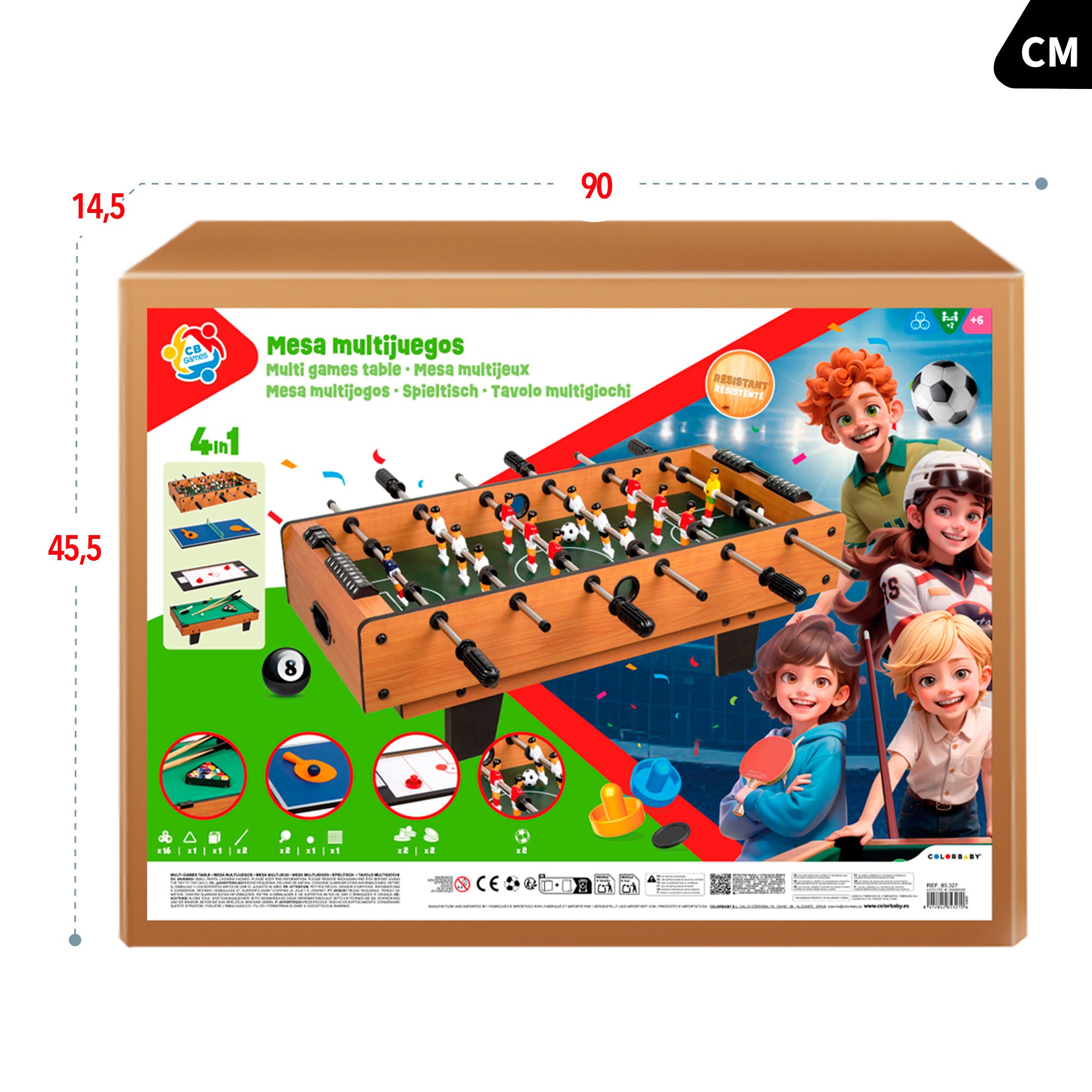 Mesa multijogos 4 em 1 para mesa, 89x42,5x28,5 cm, CB Games