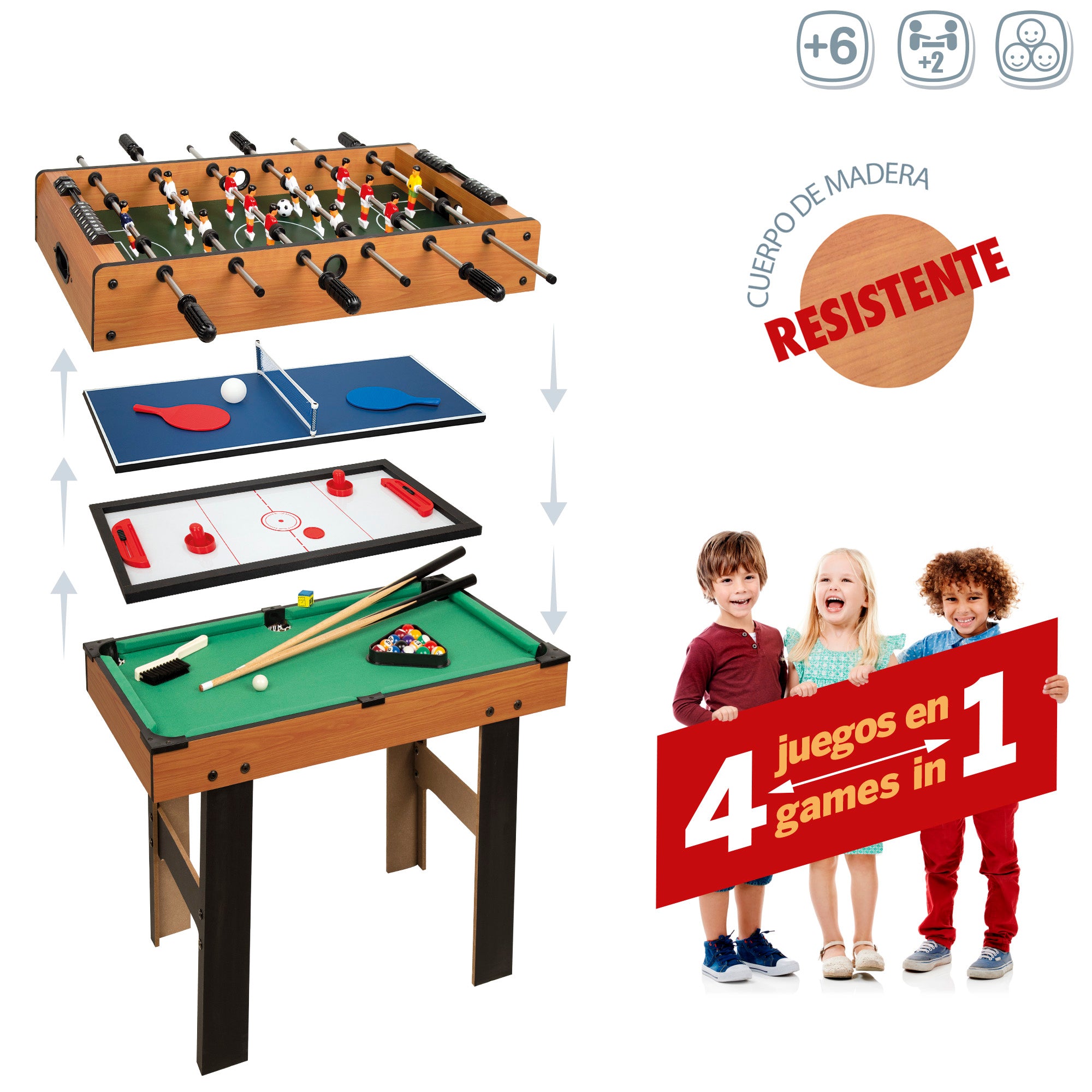 Mesa multijogos 4 em 1 com pés da CB Games