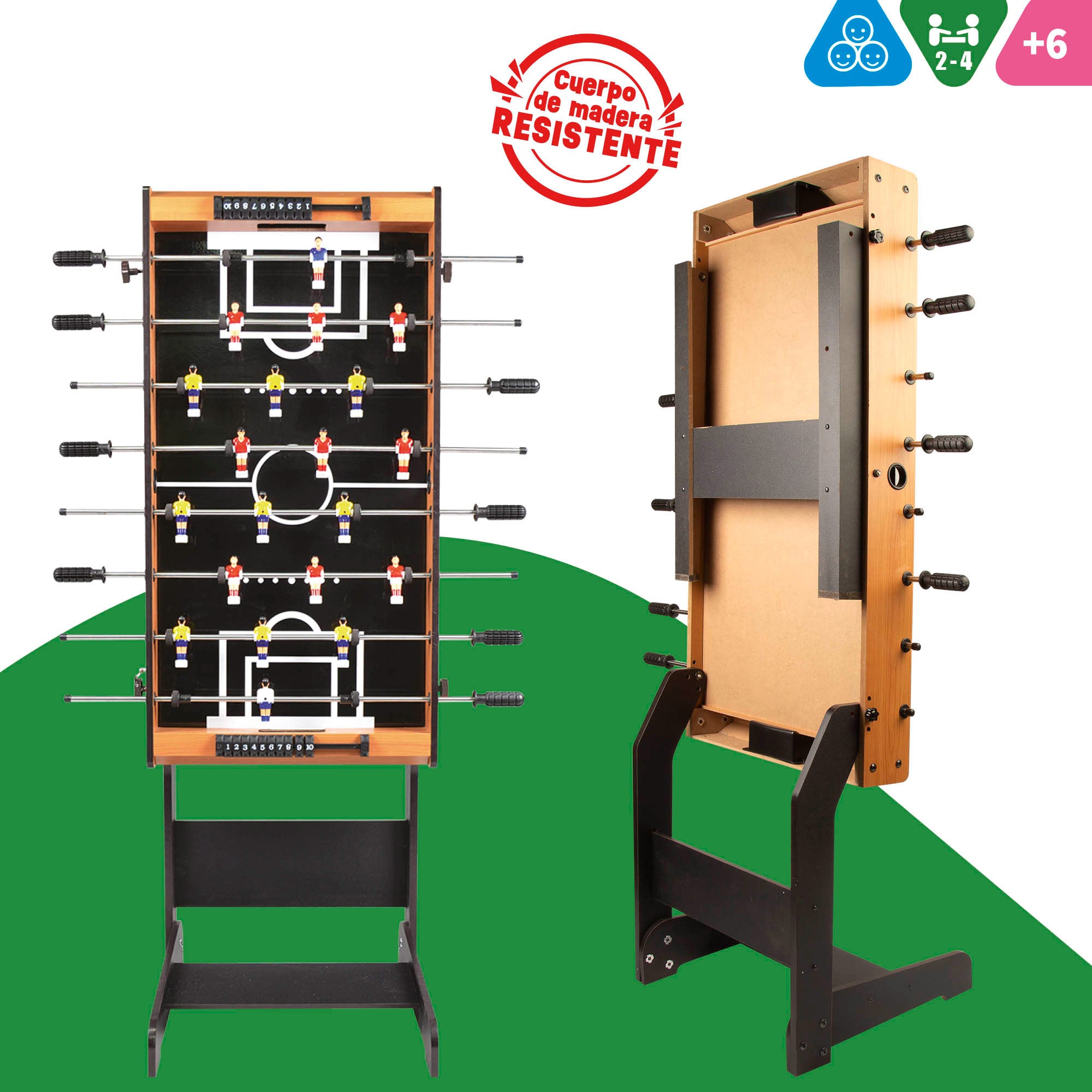 Mesa de matraquilhos dobrável em madeira com pés, 101x51x70 cm, CB Games