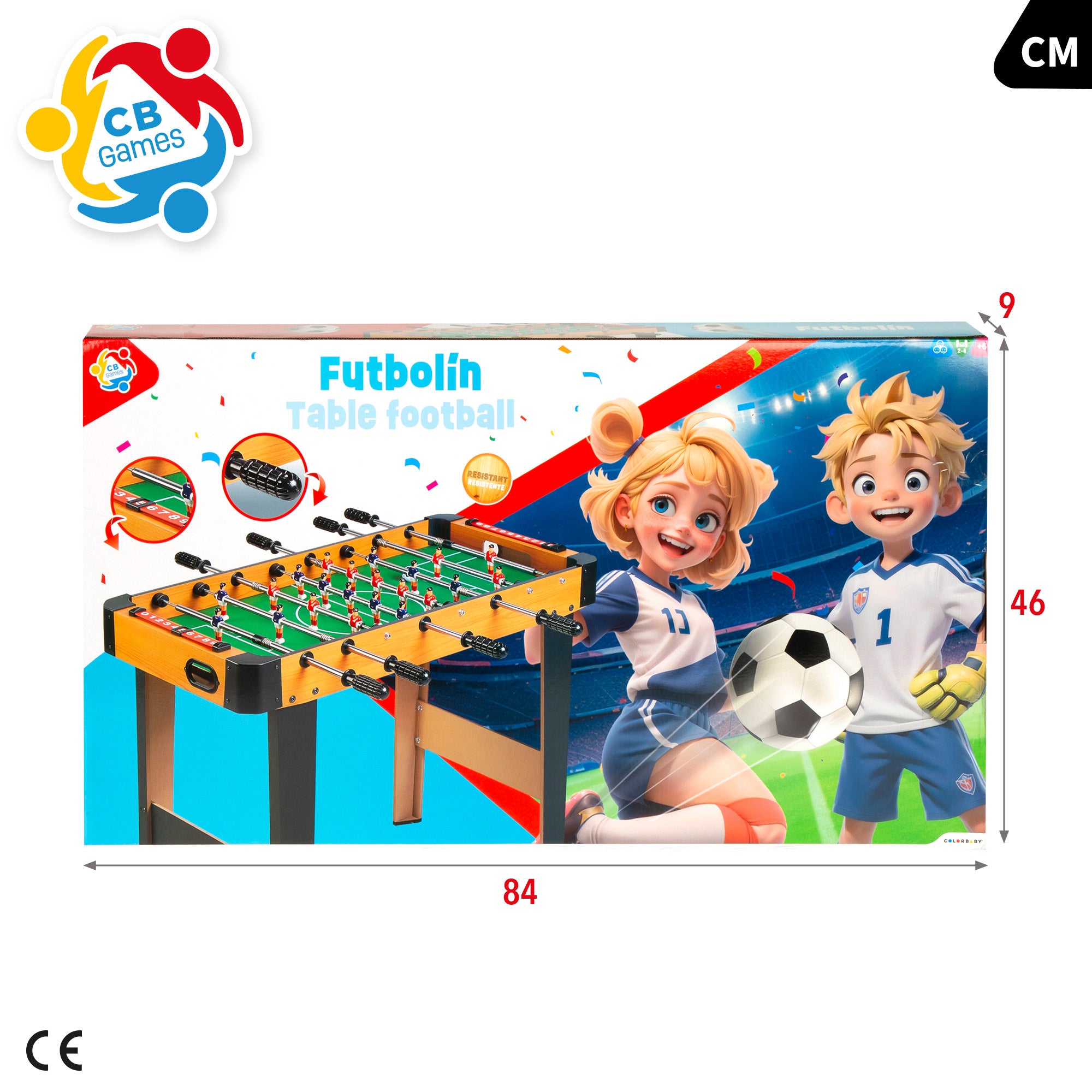 Mesa de matraquilhos em madeira com pés, 91x46x65 cm, CB Games