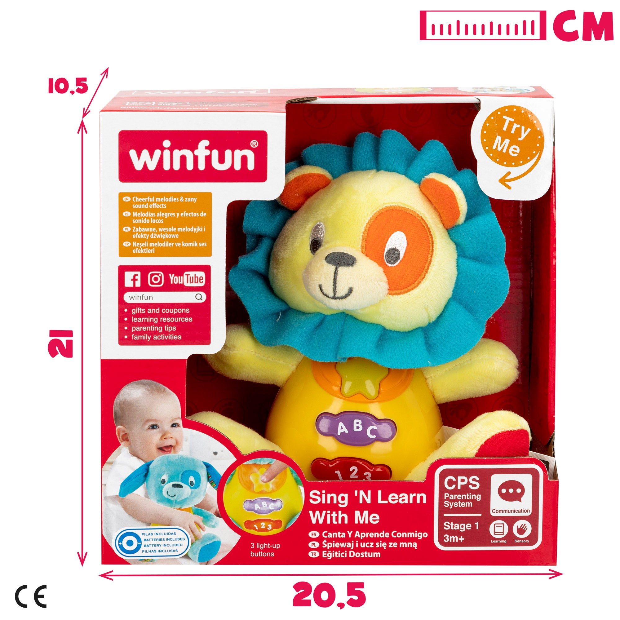 Leãozinho de Peluche Winfun com Luz e Som em Espanhol