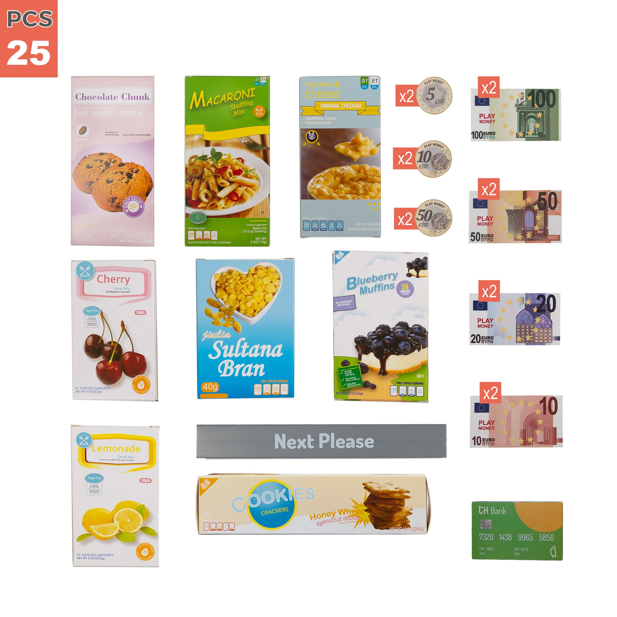 Supermercado de madeira Teamson com luz, som e acessórios.