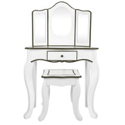 Toucador Teamson de madeira branca e cinzenta com banqueta