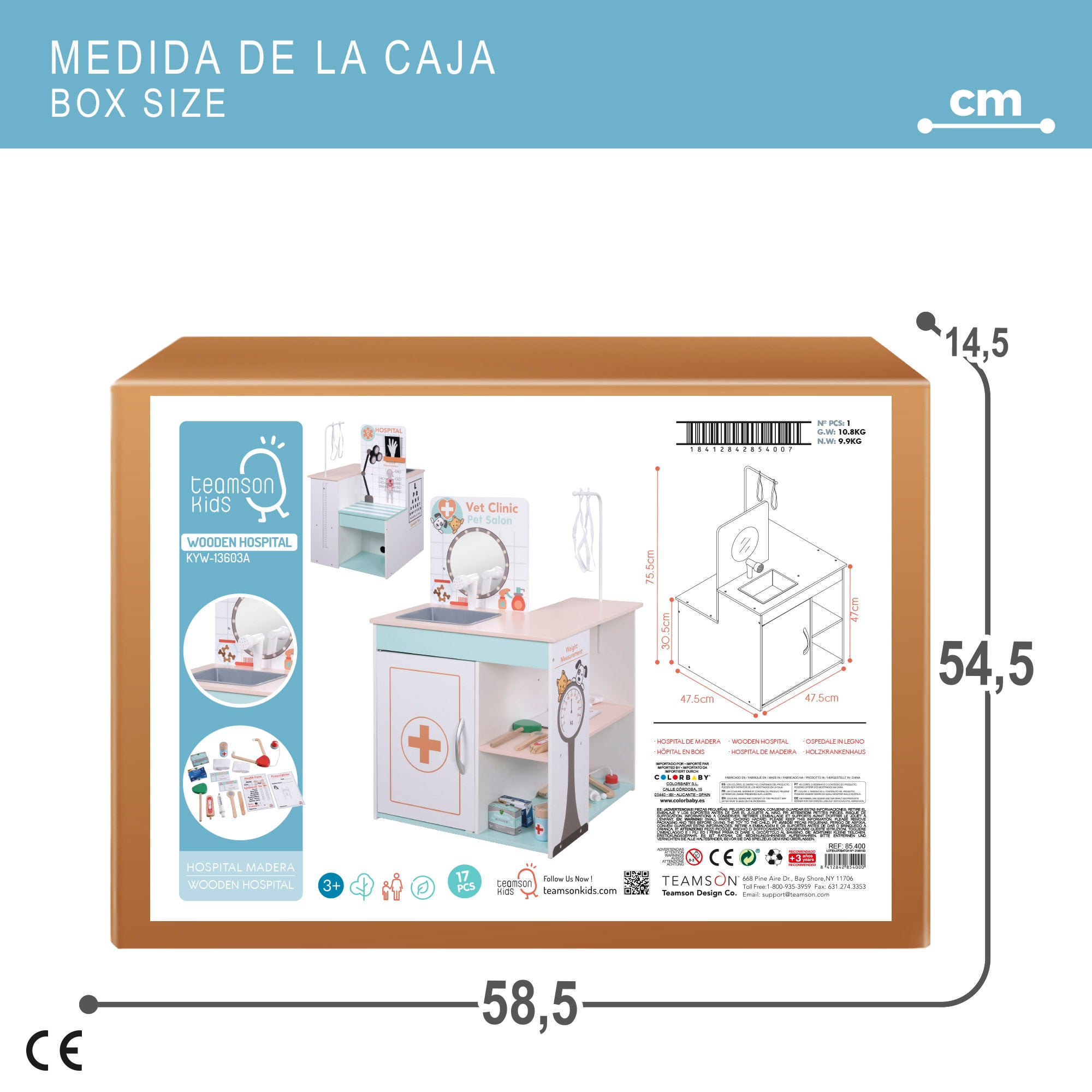 Hospital de Brinquedo de Madeira 3 em 1 Teamson