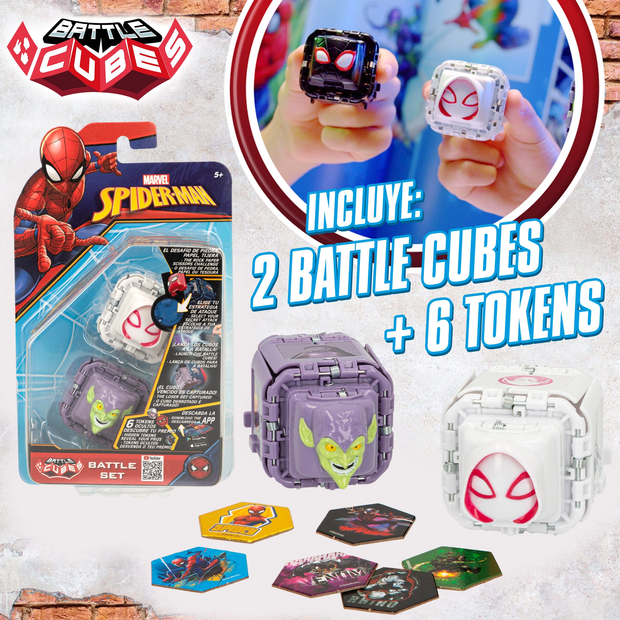 Conjunto Battle Cubes Marvel Homem-Aranha: Spider-Gwen + Duende Verde