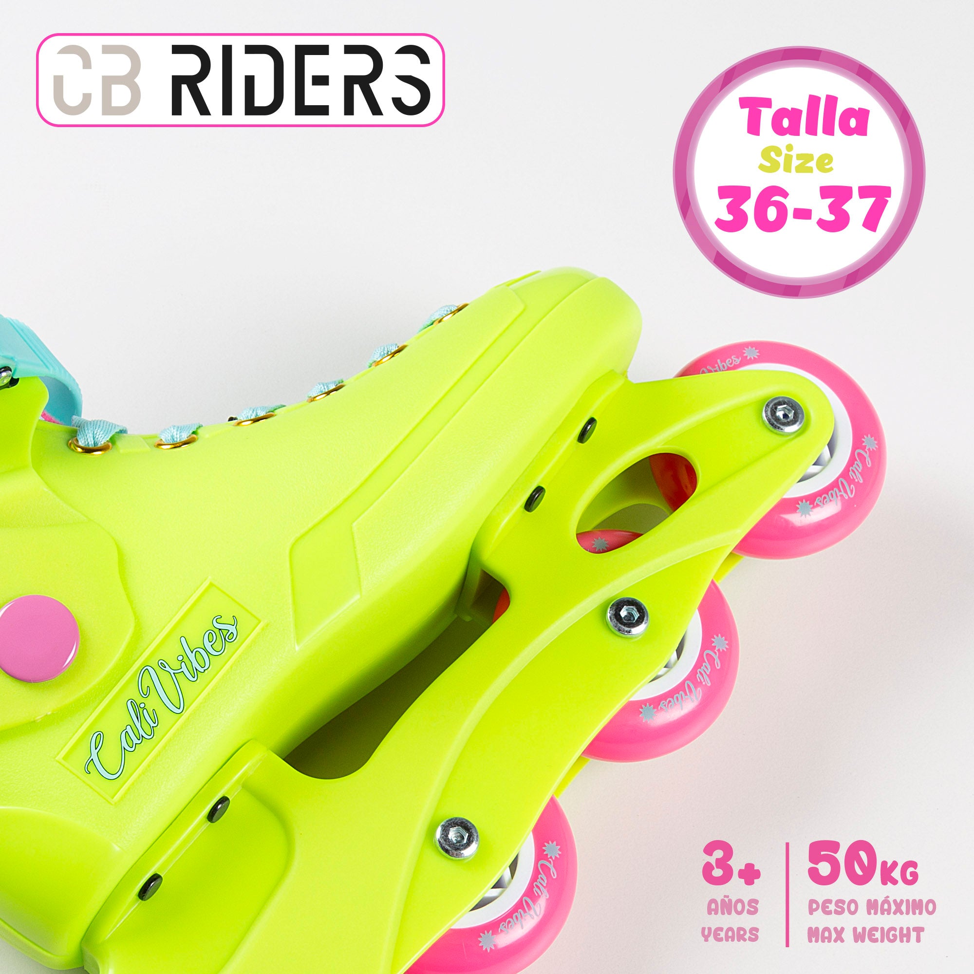 Patins em linha amarelo néon, tamanho 36-37, CB Riders