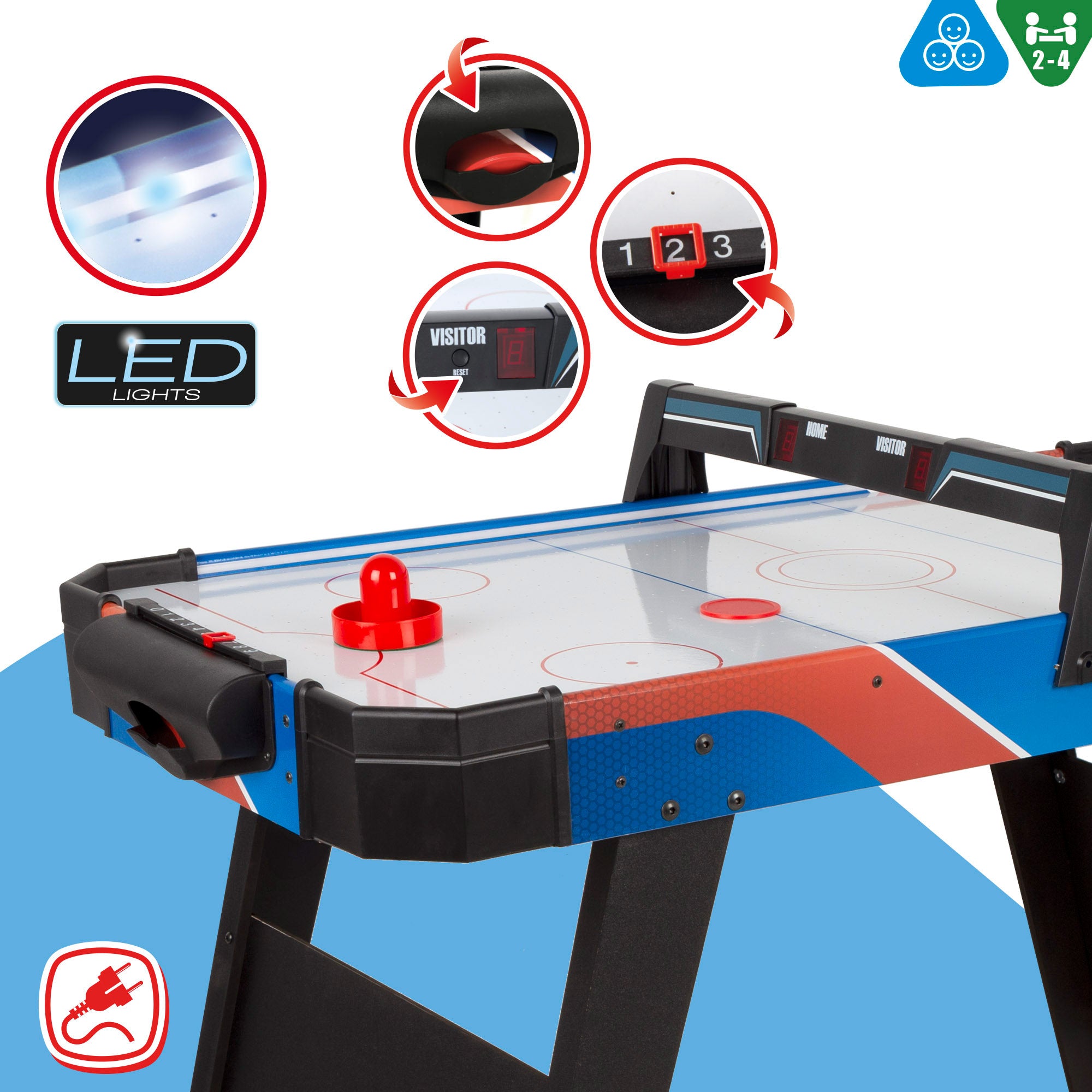 Mesa de Air Hockey Eletrónica com Luzes 106x53x75 CB Games