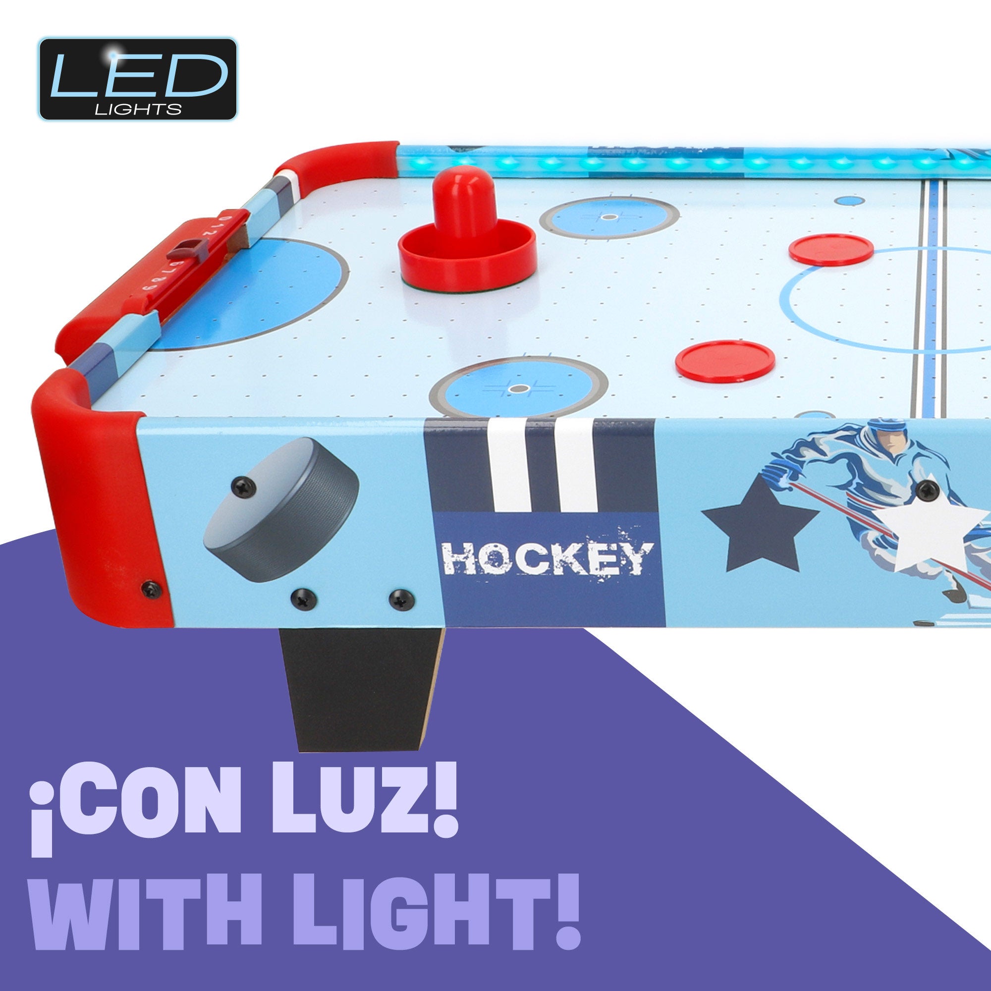 Mesa de Air Hockey em Madeira com Luzes 60x32x12 cm CB Games