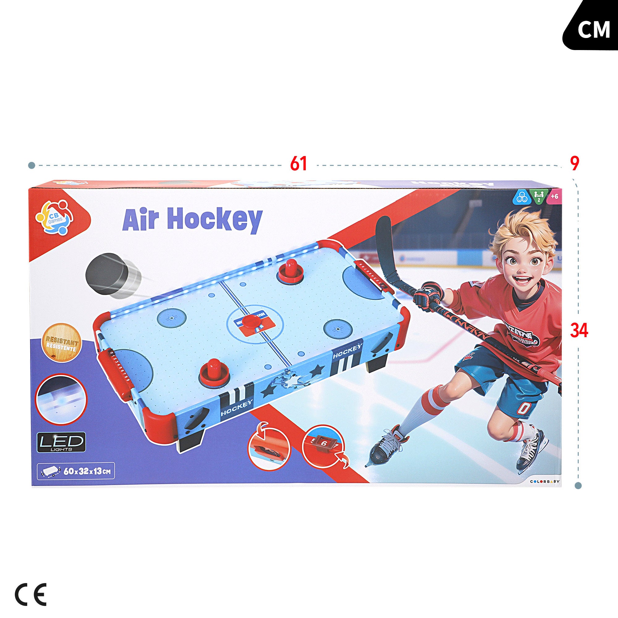 Mesa de Air Hockey em Madeira com Luzes 60x32x12 cm CB Games