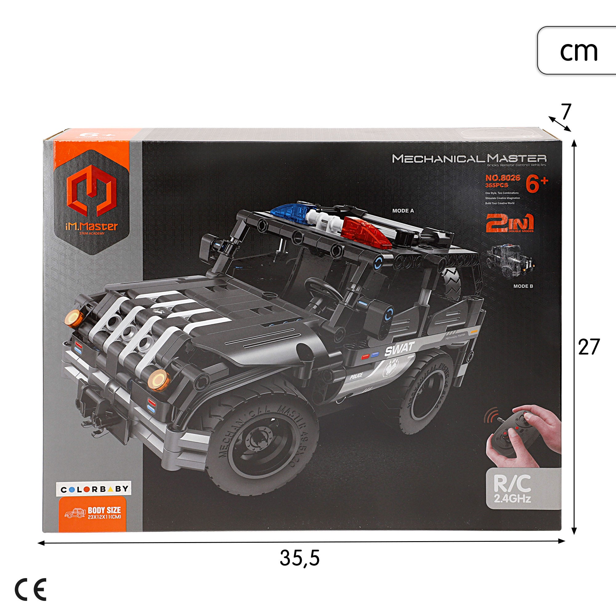 Conjunto de construção de carro telecomandado iM.Master SWAT 2 em 1 - 355 peças