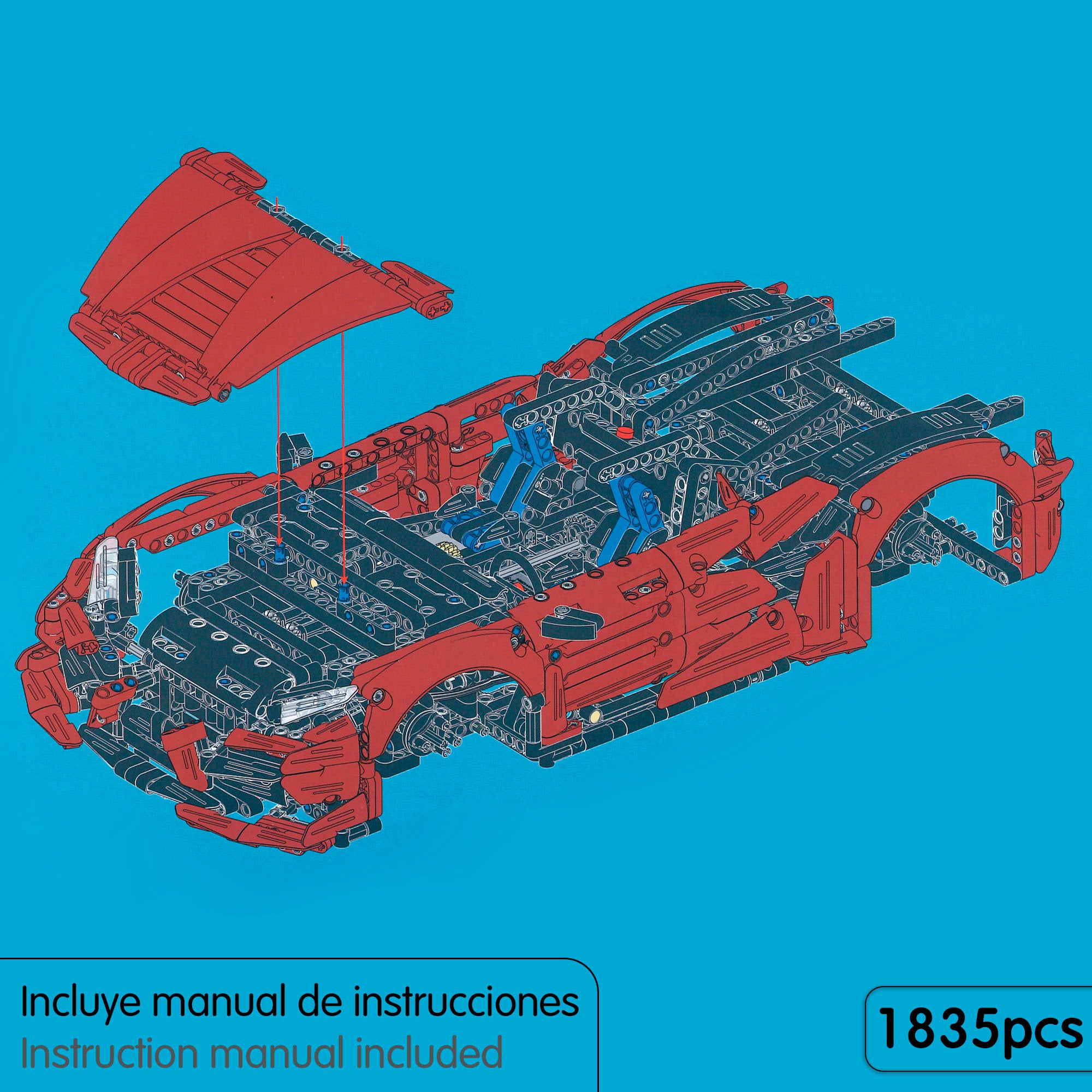 Conjunto de construção iM.Master Supercarro telecomandado 1/10 - 1835 peças