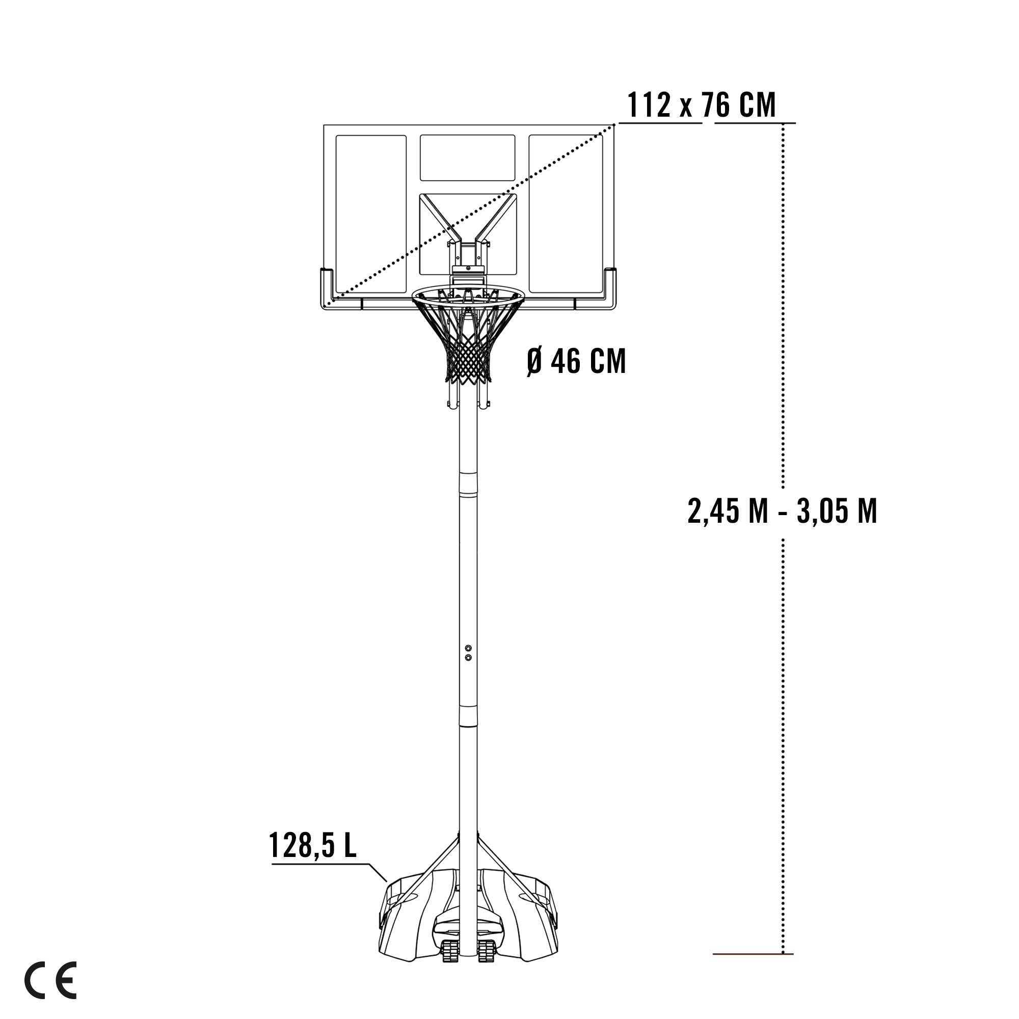 Cesto de basquetebol ultrarresistente LIFETIME, altura ajustável 244/305 cm, proteção UV100